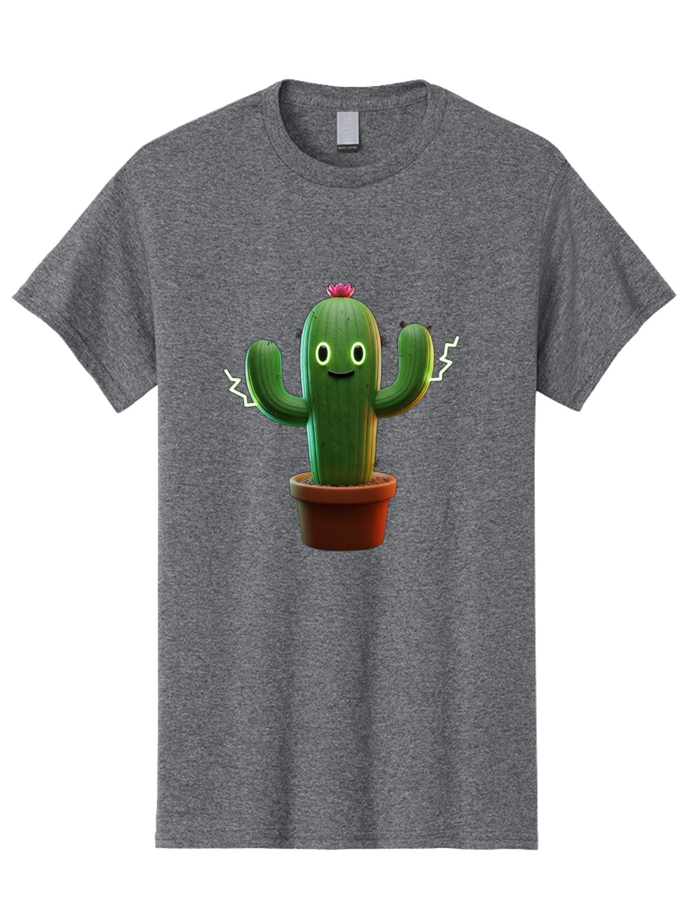 Cactus-6 Men'S Graphic Tee, 100% Cotton, Comfortable Casual Summer Wear, Machine Washable, Cartoon Cactus, Happy Cactus, Cactus Character, Potted Cactus, Desert Plant, Kawaii Cactus, Cactus With Face, Glowing Eyes, Cute Cactus, Funny Cactus Bac728 7