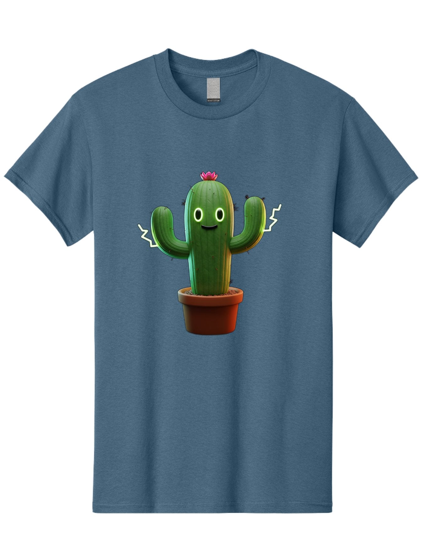 Cactus-6 Men'S Graphic Tee, 100% Cotton, Comfortable Casual Summer Wear, Machine Washable, Cartoon Cactus, Happy Cactus, Cactus Character, Potted Cactus, Desert Plant, Kawaii Cactus, Cactus With Face, Glowing Eyes, Cute Cactus, Funny Cactus Bac728 13