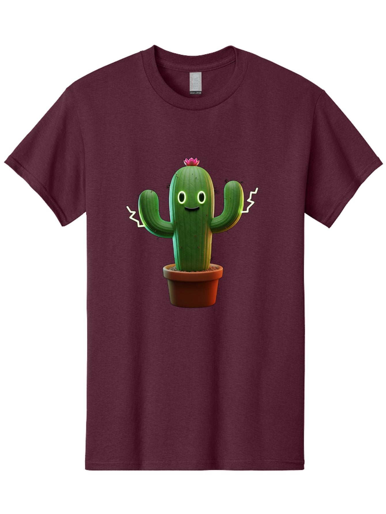Cactus-6 Men'S Graphic Tee, 100% Cotton, Comfortable Casual Summer Wear, Machine Washable, Cartoon Cactus, Happy Cactus, Cactus Character, Potted Cactus, Desert Plant, Kawaii Cactus, Cactus With Face, Glowing Eyes, Cute Cactus, Funny Cactus Bac728 9