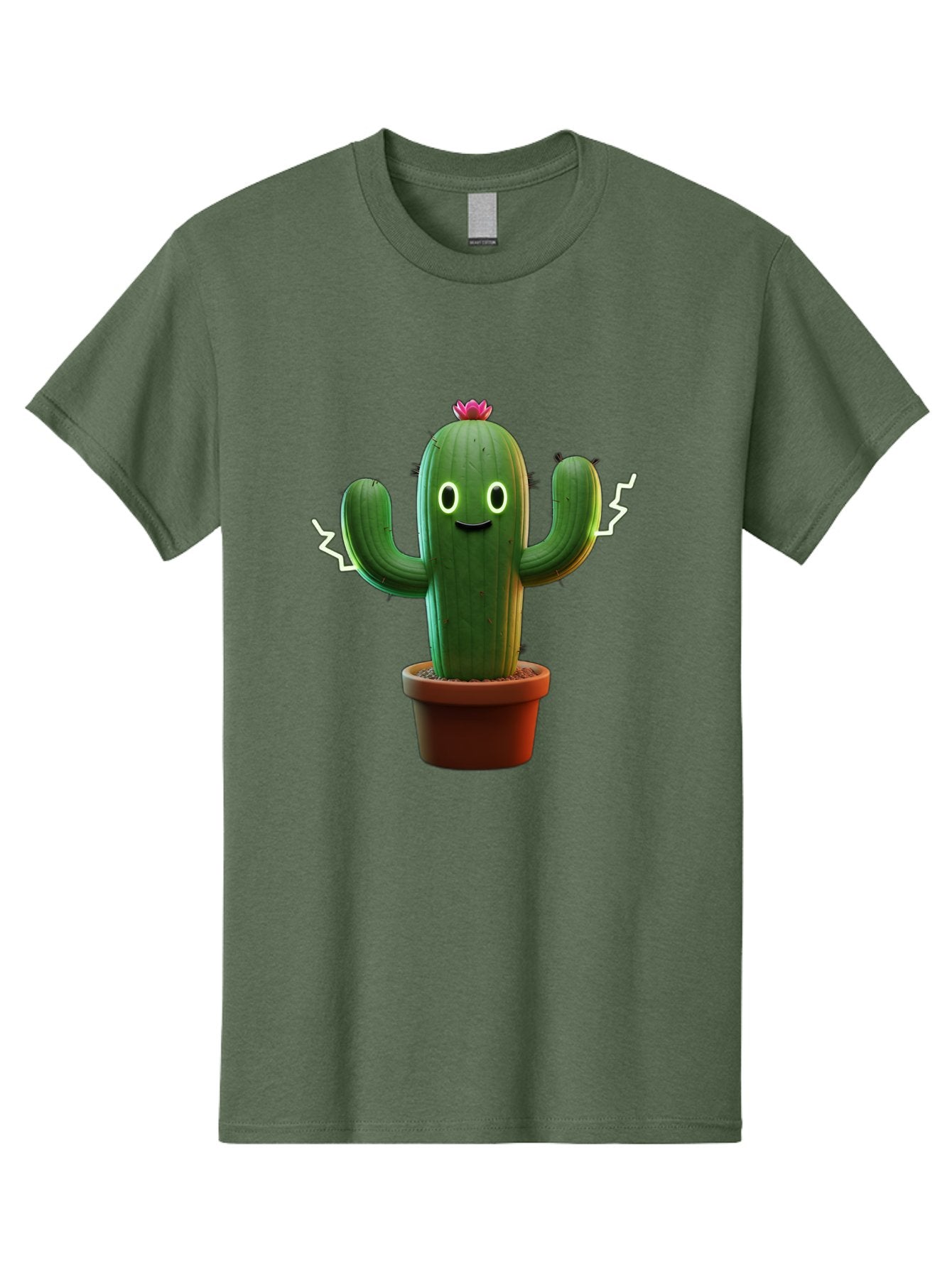 Cactus-6 Men'S Graphic Tee, 100% Cotton, Comfortable Casual Summer Wear, Machine Washable, Cartoon Cactus, Happy Cactus, Cactus Character, Potted Cactus, Desert Plant, Kawaii Cactus, Cactus With Face, Glowing Eyes, Cute Cactus, Funny Cactus Bac728 14