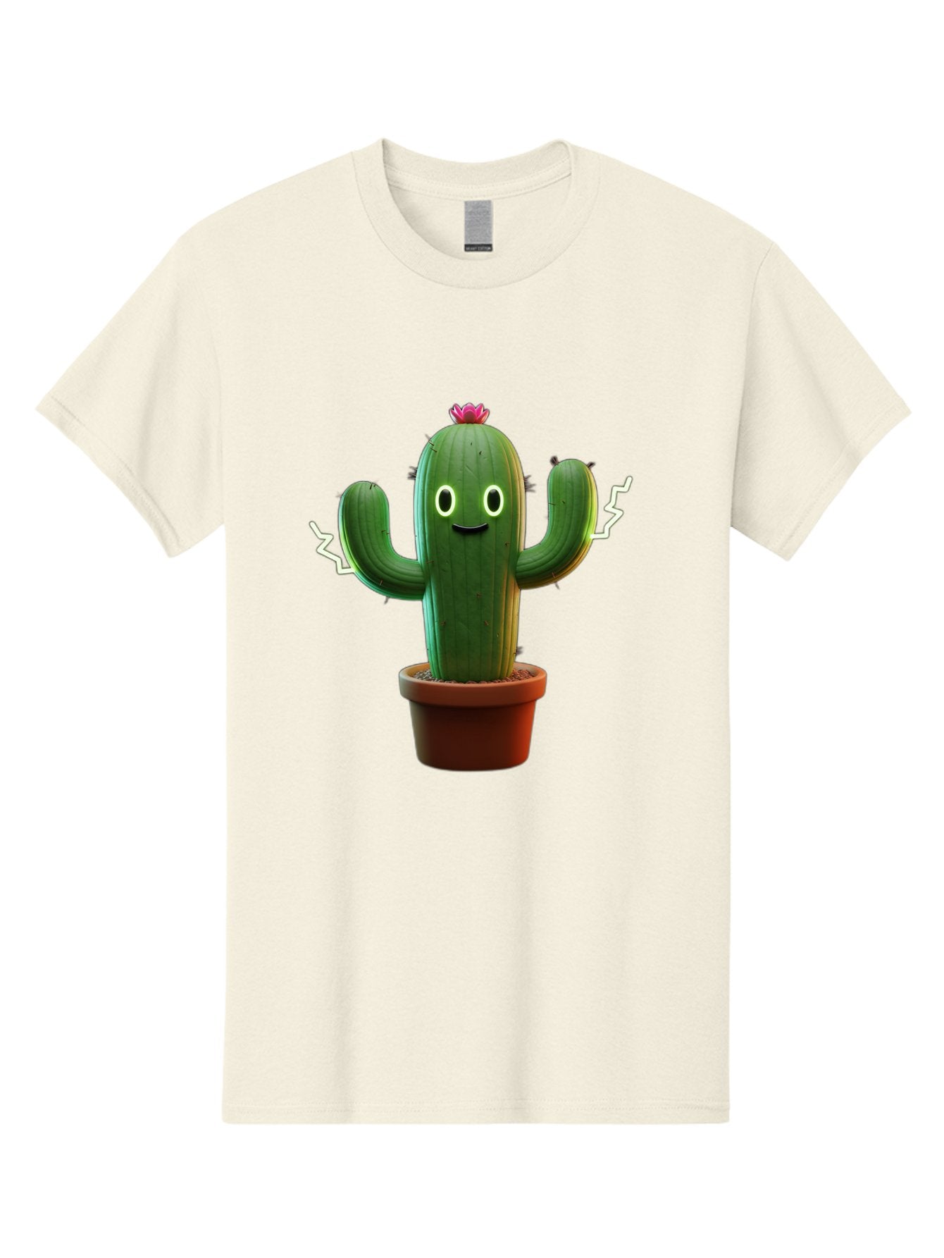 Cactus-6 Men'S Graphic Tee, 100% Cotton, Comfortable Casual Summer Wear, Machine Washable, Cartoon Cactus, Happy Cactus, Cactus Character, Potted Cactus, Desert Plant, Kawaii Cactus, Cactus With Face, Glowing Eyes, Cute Cactus, Funny Cactus Bac728