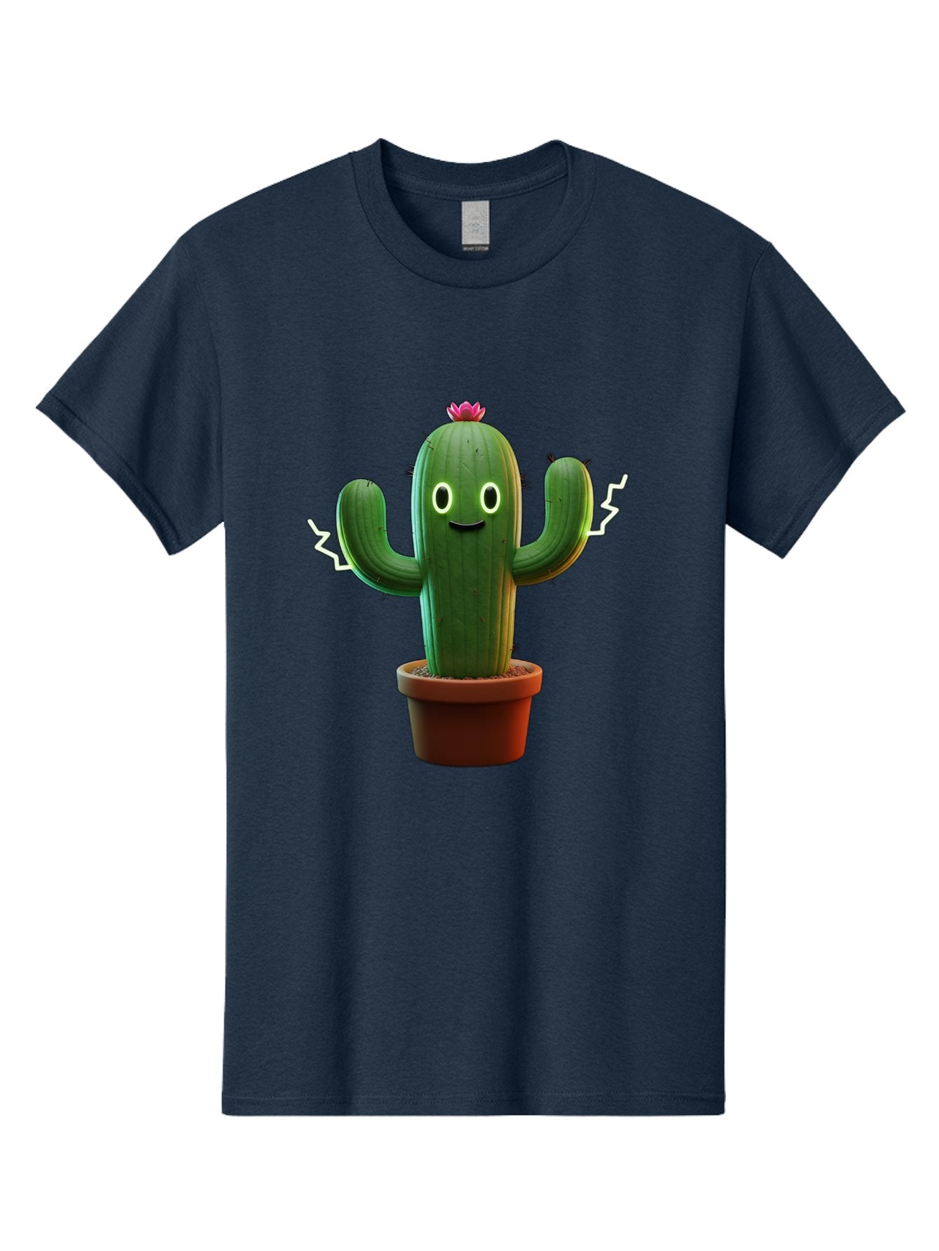 Cactus-6 Men'S Graphic Tee, 100% Cotton, Comfortable Casual Summer Wear, Machine Washable, Cartoon Cactus, Happy Cactus, Cactus Character, Potted Cactus, Desert Plant, Kawaii Cactus, Cactus With Face, Glowing Eyes, Cute Cactus, Funny Cactus Bac728 10