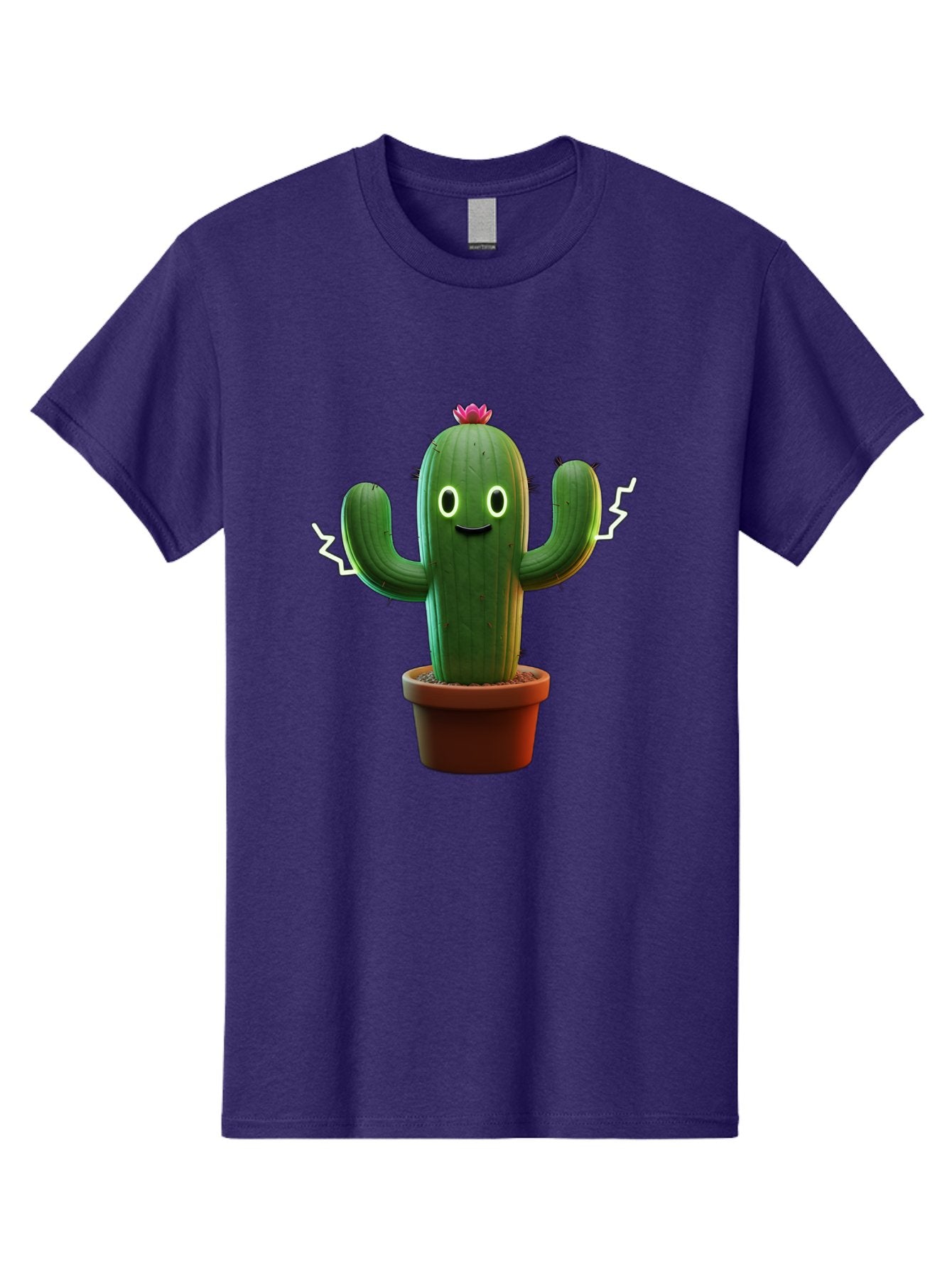 Cactus-6 Men'S Graphic Tee, 100% Cotton, Comfortable Casual Summer Wear, Machine Washable, Cartoon Cactus, Happy Cactus, Cactus Character, Potted Cactus, Desert Plant, Kawaii Cactus, Cactus With Face, Glowing Eyes, Cute Cactus, Funny Cactus Bac728 6