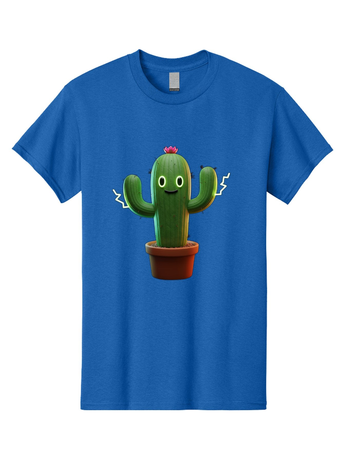 Cactus-6 Men'S Graphic Tee, 100% Cotton, Comfortable Casual Summer Wear, Machine Washable, Cartoon Cactus, Happy Cactus, Cactus Character, Potted Cactus, Desert Plant, Kawaii Cactus, Cactus With Face, Glowing Eyes, Cute Cactus, Funny Cactus Bac728 4
