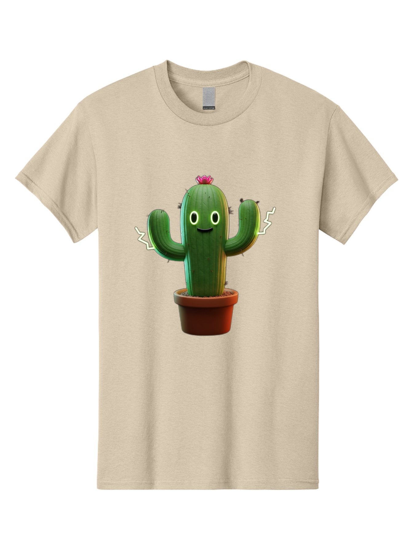 Cactus-6 Men'S Graphic Tee, 100% Cotton, Comfortable Casual Summer Wear, Machine Washable, Cartoon Cactus, Happy Cactus, Cactus Character, Potted Cactus, Desert Plant, Kawaii Cactus, Cactus With Face, Glowing Eyes, Cute Cactus, Funny Cactus Bac728 8