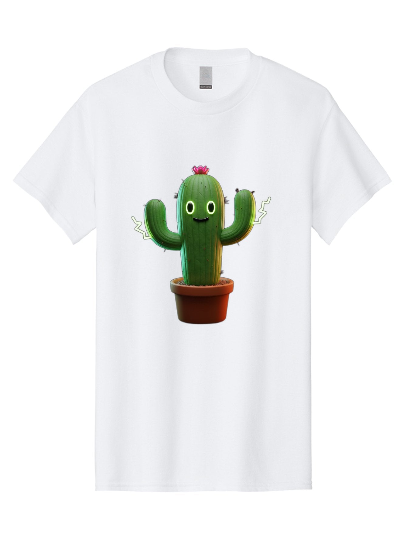 Cactus-6 Men'S Graphic Tee, 100% Cotton, Comfortable Casual Summer Wear, Machine Washable, Cartoon Cactus, Happy Cactus, Cactus Character, Potted Cactus, Desert Plant, Kawaii Cactus, Cactus With Face, Glowing Eyes, Cute Cactus, Funny Cactus Bac728 12