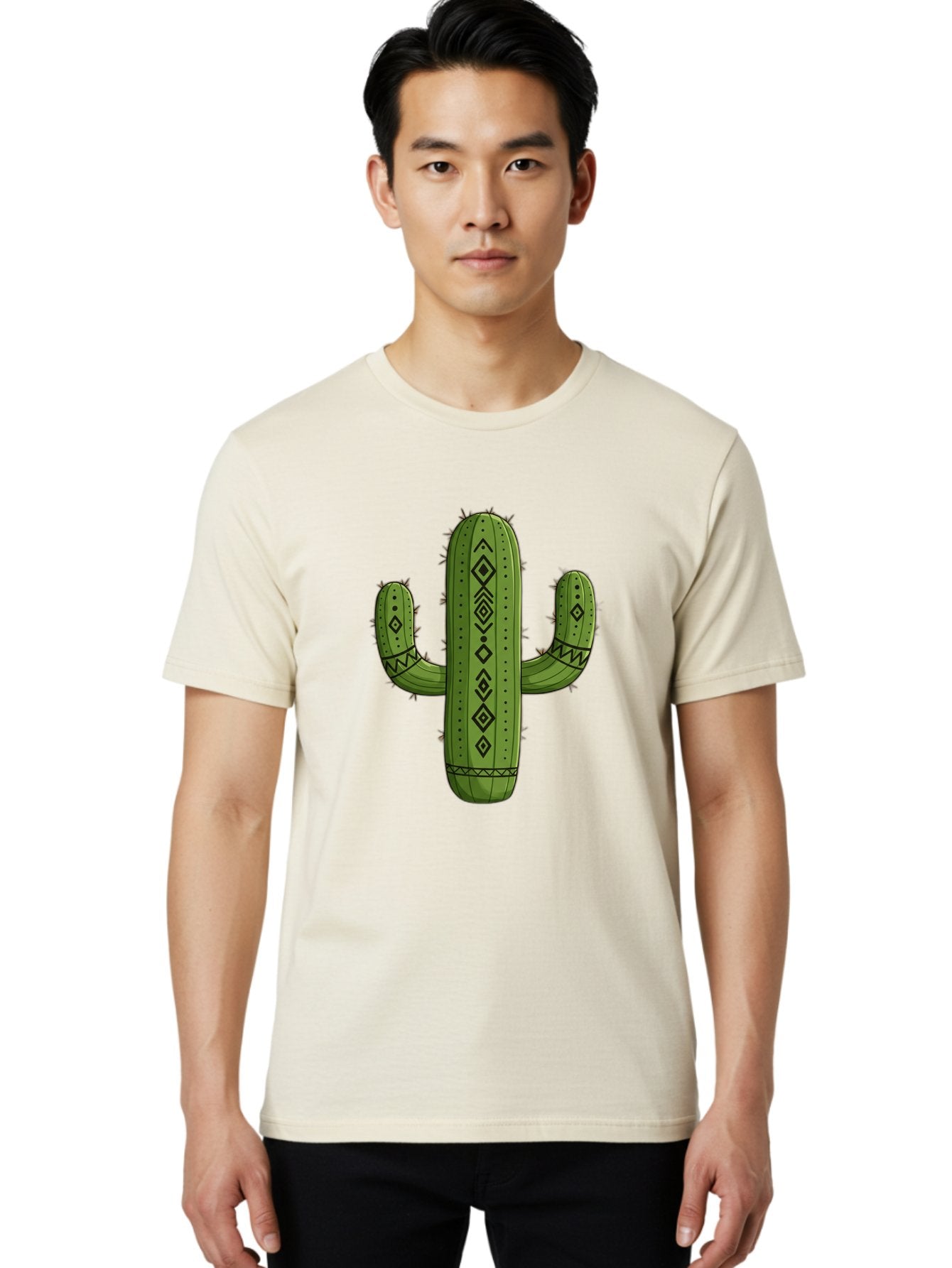 Cactus-7 Men'S Graphic Tee, 100% Cotton, Comfortable Casual Summer Wear, Machine Washable, Cartoon Cactus, Tribal Cactus, Cactus Illustration, Southwestern Art, Bohemian Decor, Cactus Graphics, Desert Plant, Prickly Pear Cactus, Unique Design, Bac729 27