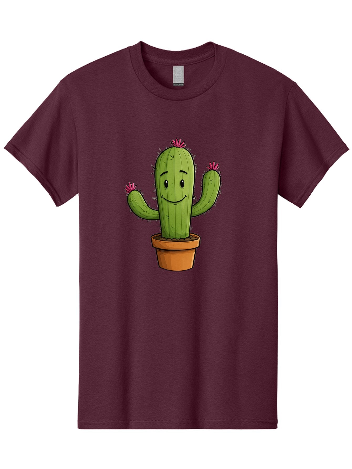 Cactus-8 Men'S Graphic Tee, 100% Cotton, Comfortable Casual Summer Wear, Machine Washable, Cartoon Cactus, Happy Face, Potted Plant, Cacti, Prickly Pear, Succulent, Flowering Cactus, Kawaii, Cute, Smiling Cactus, Pink Flowers, Quirky, Fun, Bac730 11