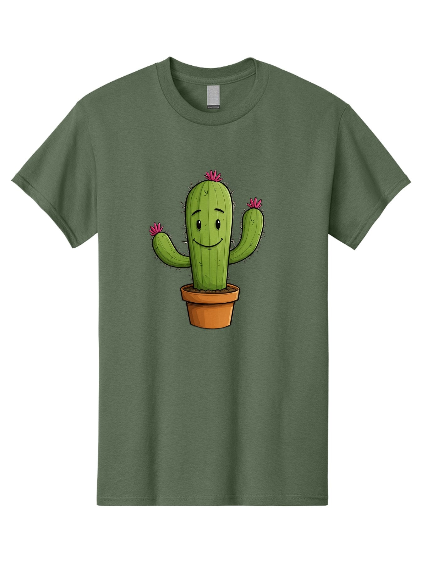 Cactus-8 Men'S Graphic Tee, 100% Cotton, Comfortable Casual Summer Wear, Machine Washable, Cartoon Cactus, Happy Face, Potted Plant, Cacti, Prickly Pear, Succulent, Flowering Cactus, Kawaii, Cute, Smiling Cactus, Pink Flowers, Quirky, Fun, Bac730 4