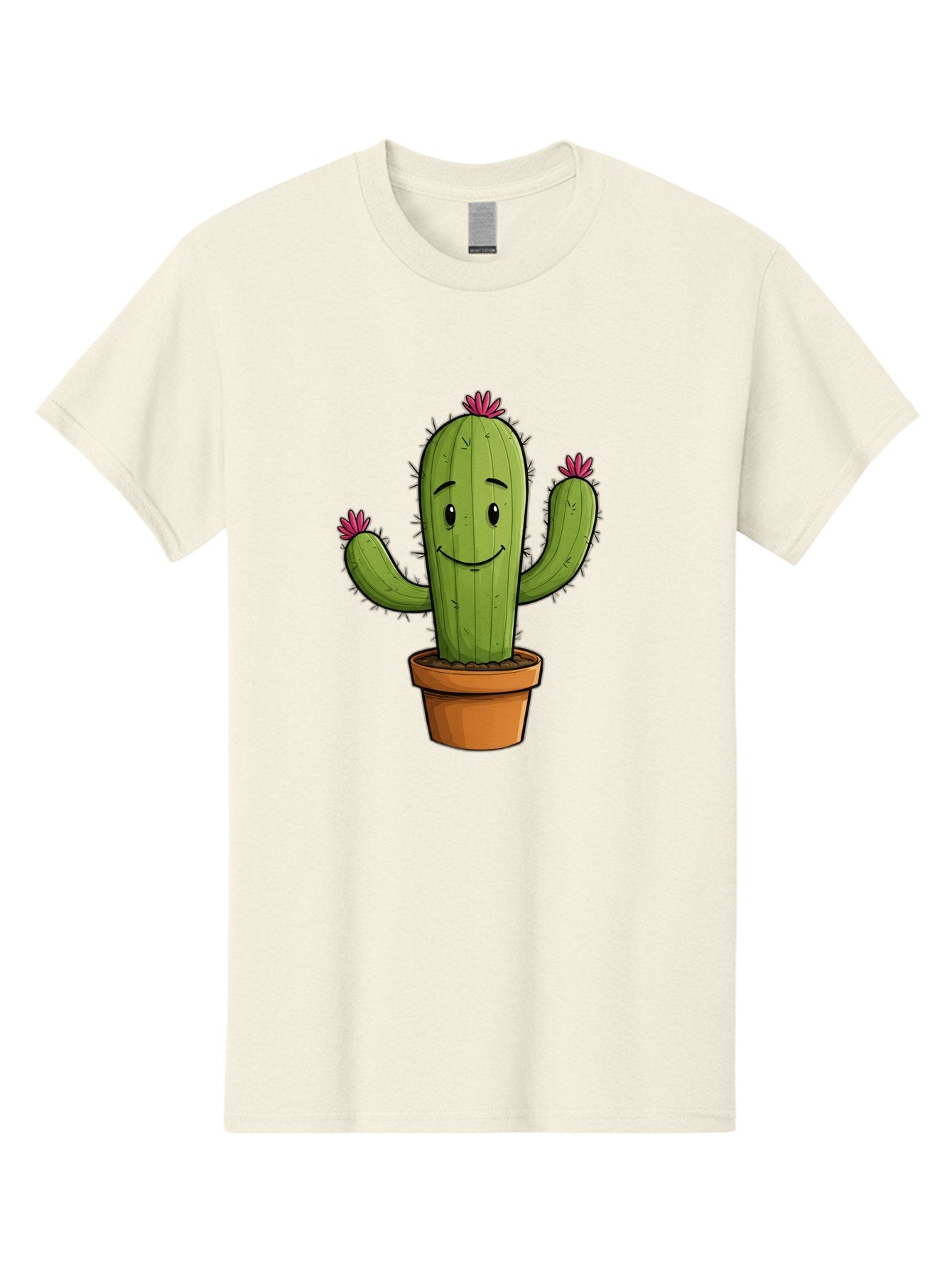 Cactus-8 Men'S Graphic Tee, 100% Cotton, Comfortable Casual Summer Wear, Machine Washable, Cartoon Cactus, Happy Face, Potted Plant, Cacti, Prickly Pear, Succulent, Flowering Cactus, Kawaii, Cute, Smiling Cactus, Pink Flowers, Quirky, Fun, Bac730 14
