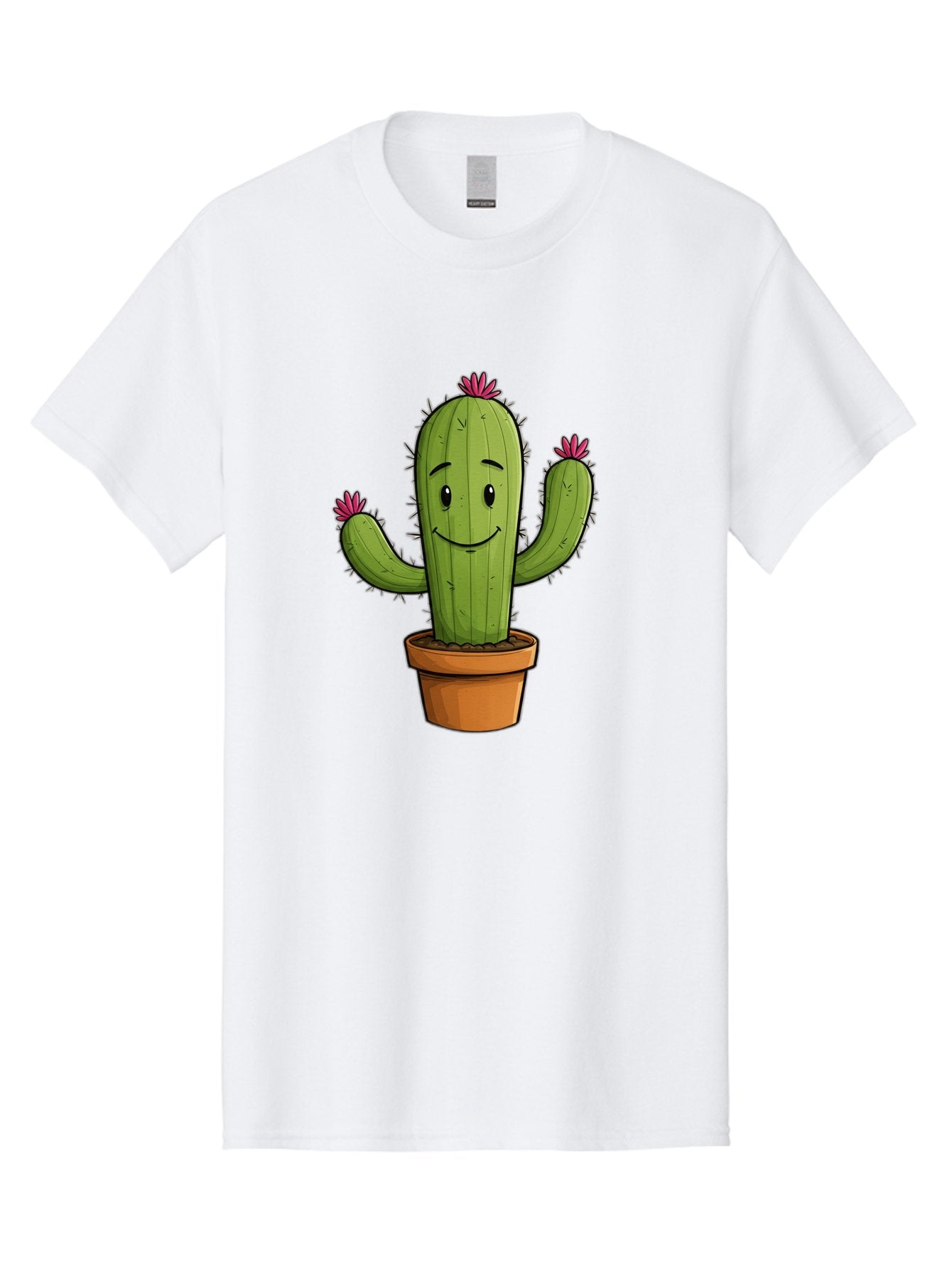 Cactus-8 Men'S Graphic Tee, 100% Cotton, Comfortable Casual Summer Wear, Machine Washable, Cartoon Cactus, Happy Face, Potted Plant, Cacti, Prickly Pear, Succulent, Flowering Cactus, Kawaii, Cute, Smiling Cactus, Pink Flowers, Quirky, Fun, Bac730 10