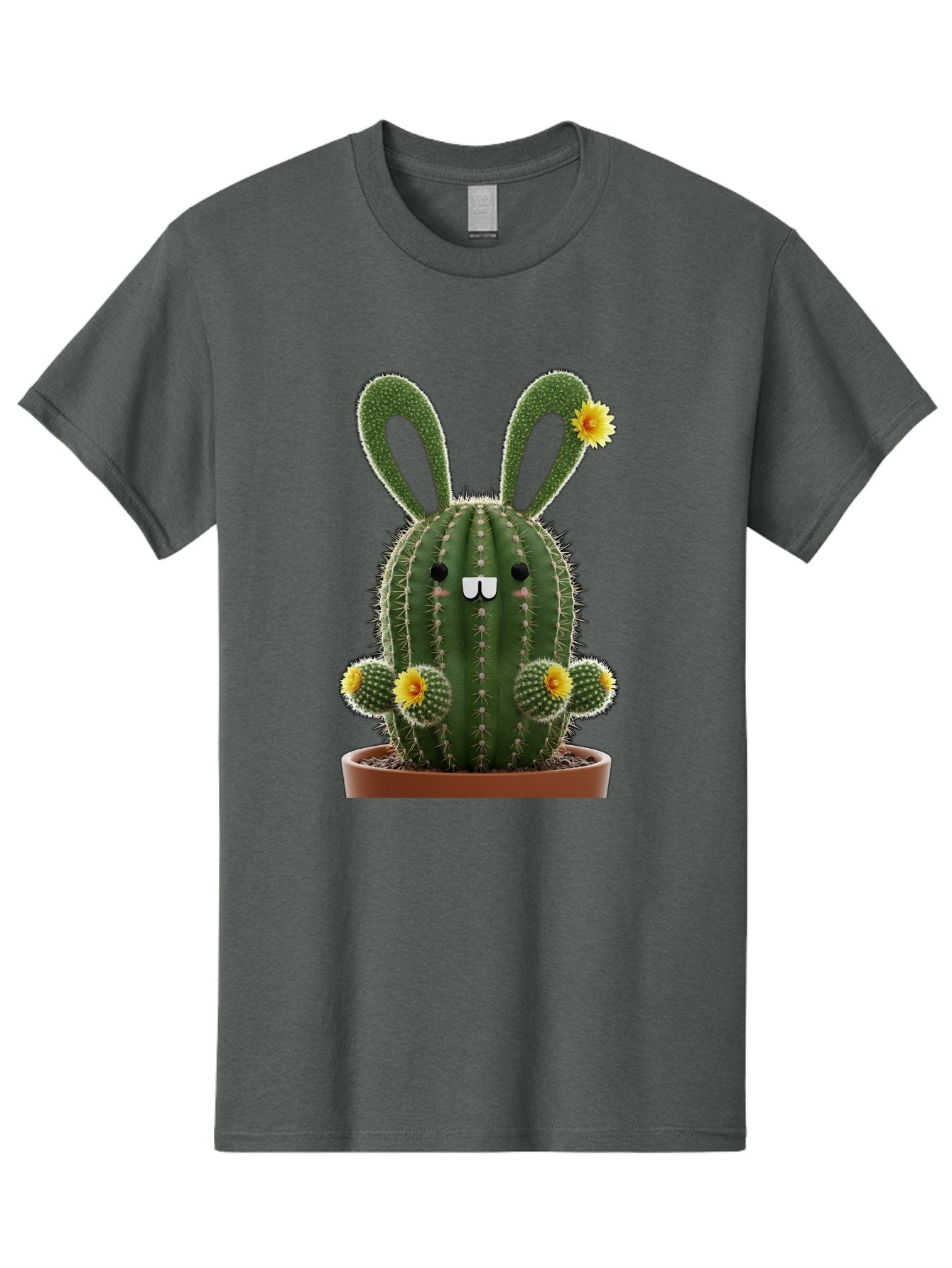 Cactus-Bunny Men'S Graphic Tee, 100% Cotton, Comfortable Casual Summer Wear, Machine Washable, Cartoon Cactus With Bunny Ears, Cute Cactus Character, Potted Cactus Plant, Funny Cactus Design, Blooming Cactus Flowers, Desert Flora, Bac731 10
