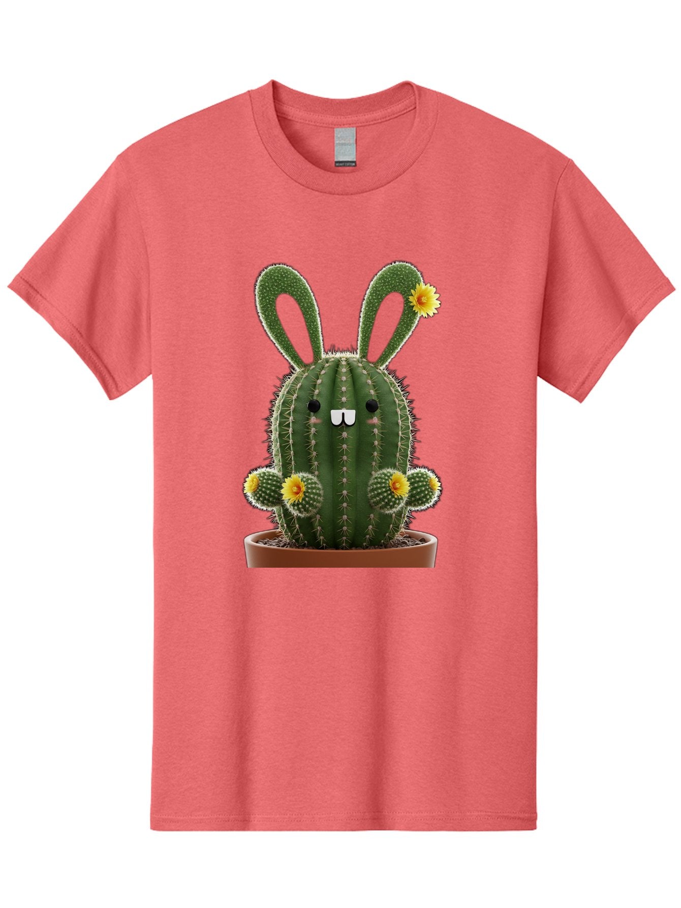 Cactus-Bunny Men'S Graphic Tee, 100% Cotton, Comfortable Casual Summer Wear, Machine Washable, Cartoon Cactus With Bunny Ears, Cute Cactus Character, Potted Cactus Plant, Funny Cactus Design, Blooming Cactus Flowers, Desert Flora, Bac731 4