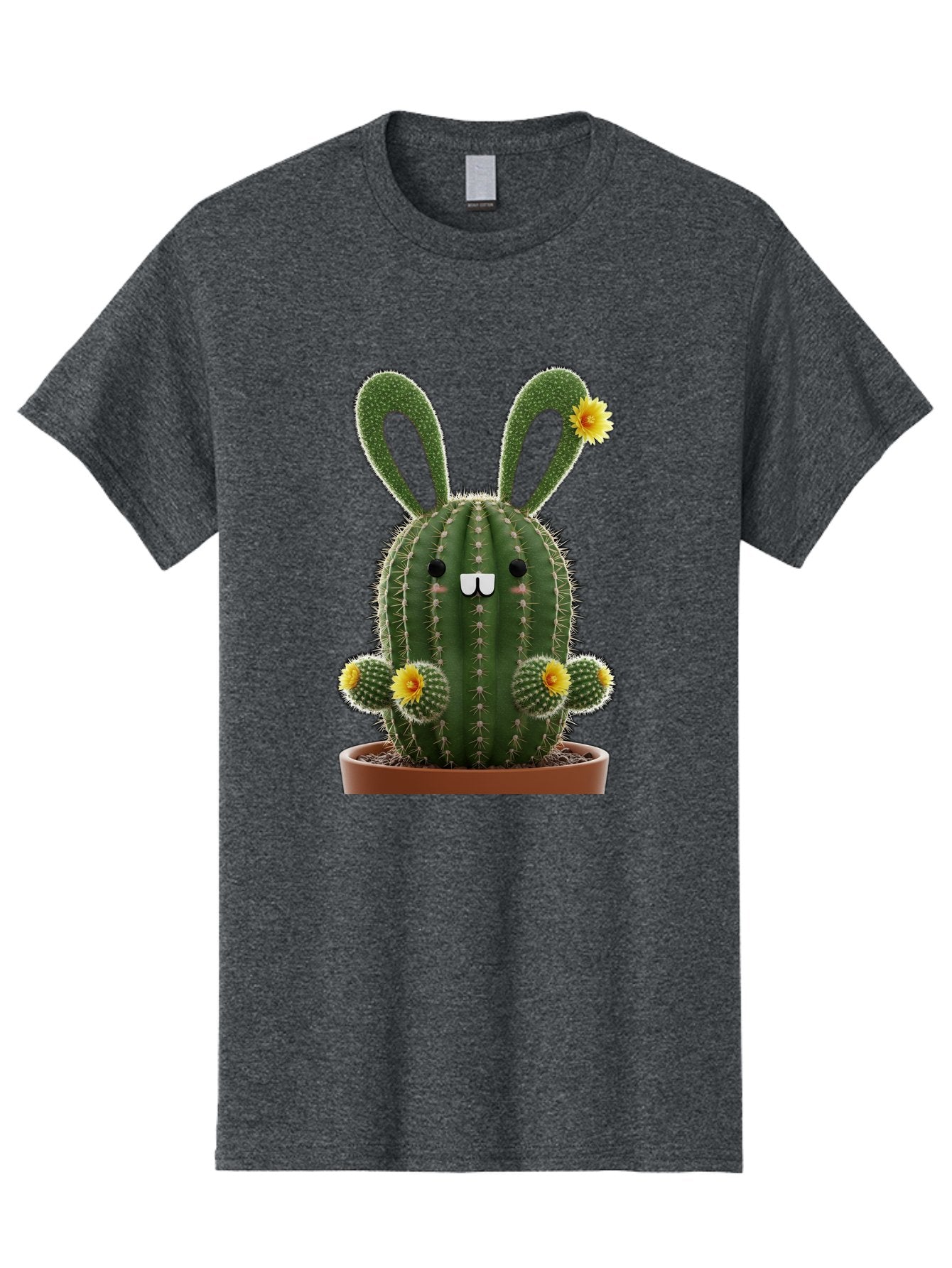 Cactus-Bunny Men'S Graphic Tee, 100% Cotton, Comfortable Casual Summer Wear, Machine Washable, Cartoon Cactus With Bunny Ears, Cute Cactus Character, Potted Cactus Plant, Funny Cactus Design, Blooming Cactus Flowers, Desert Flora, Bac731 7