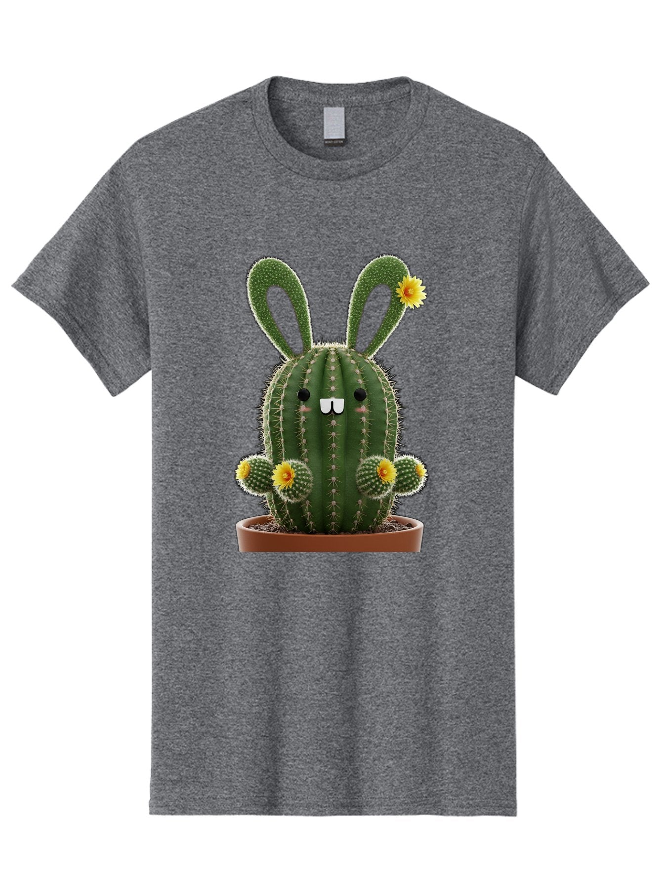 Cactus-Bunny Men'S Graphic Tee, 100% Cotton, Comfortable Casual Summer Wear, Machine Washable, Cartoon Cactus With Bunny Ears, Cute Cactus Character, Potted Cactus Plant, Funny Cactus Design, Blooming Cactus Flowers, Desert Flora, Bac731 12