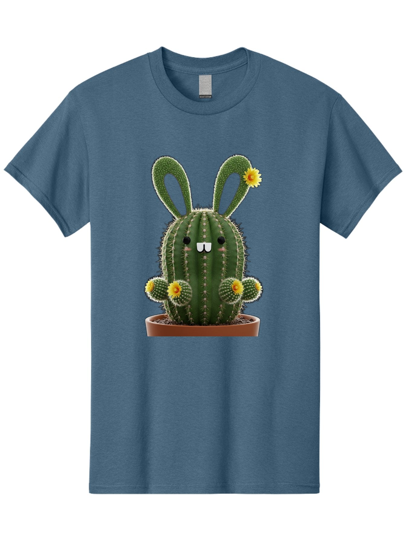 Cactus-Bunny Men'S Graphic Tee, 100% Cotton, Comfortable Casual Summer Wear, Machine Washable, Cartoon Cactus With Bunny Ears, Cute Cactus Character, Potted Cactus Plant, Funny Cactus Design, Blooming Cactus Flowers, Desert Flora, Bac731 6