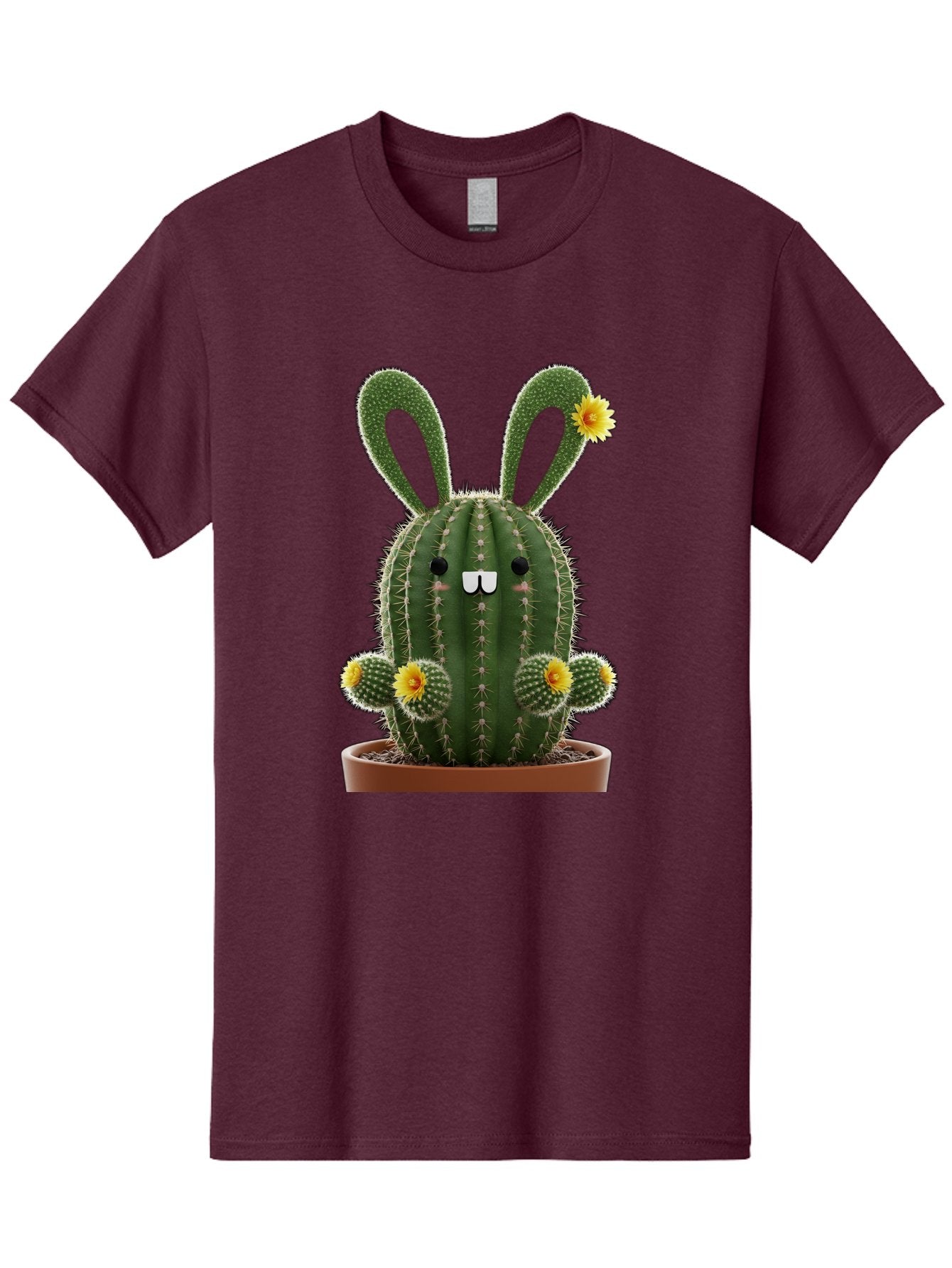 Cactus-Bunny Men'S Graphic Tee, 100% Cotton, Comfortable Casual Summer Wear, Machine Washable, Cartoon Cactus With Bunny Ears, Cute Cactus Character, Potted Cactus Plant, Funny Cactus Design, Blooming Cactus Flowers, Desert Flora, Bac731 9