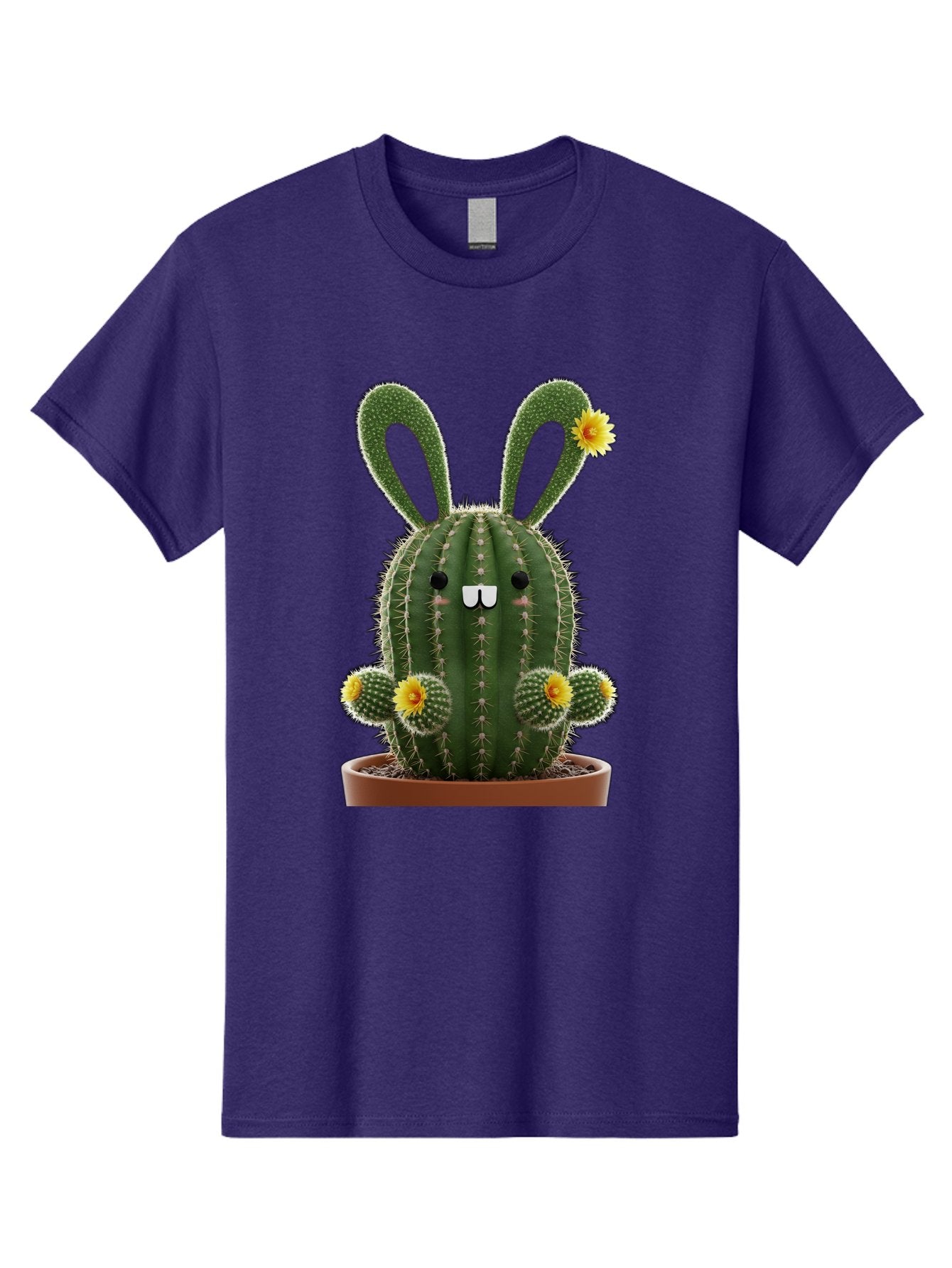 Cactus-Bunny Men'S Graphic Tee, 100% Cotton, Comfortable Casual Summer Wear, Machine Washable, Cartoon Cactus With Bunny Ears, Cute Cactus Character, Potted Cactus Plant, Funny Cactus Design, Blooming Cactus Flowers, Desert Flora, Bac731