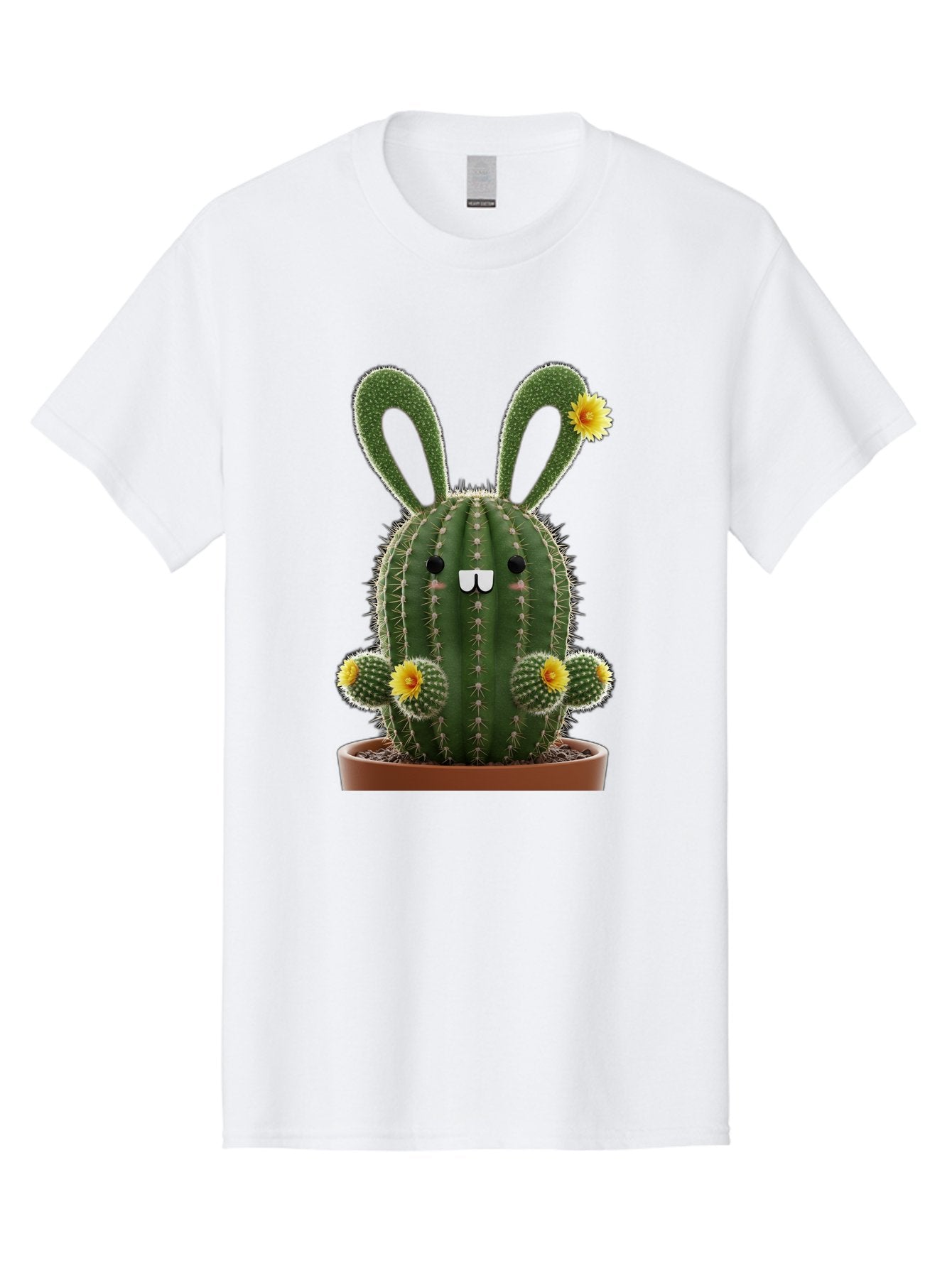 Cactus-Bunny Men'S Graphic Tee, 100% Cotton, Comfortable Casual Summer Wear, Machine Washable, Cartoon Cactus With Bunny Ears, Cute Cactus Character, Potted Cactus Plant, Funny Cactus Design, Blooming Cactus Flowers, Desert Flora, Bac731 14