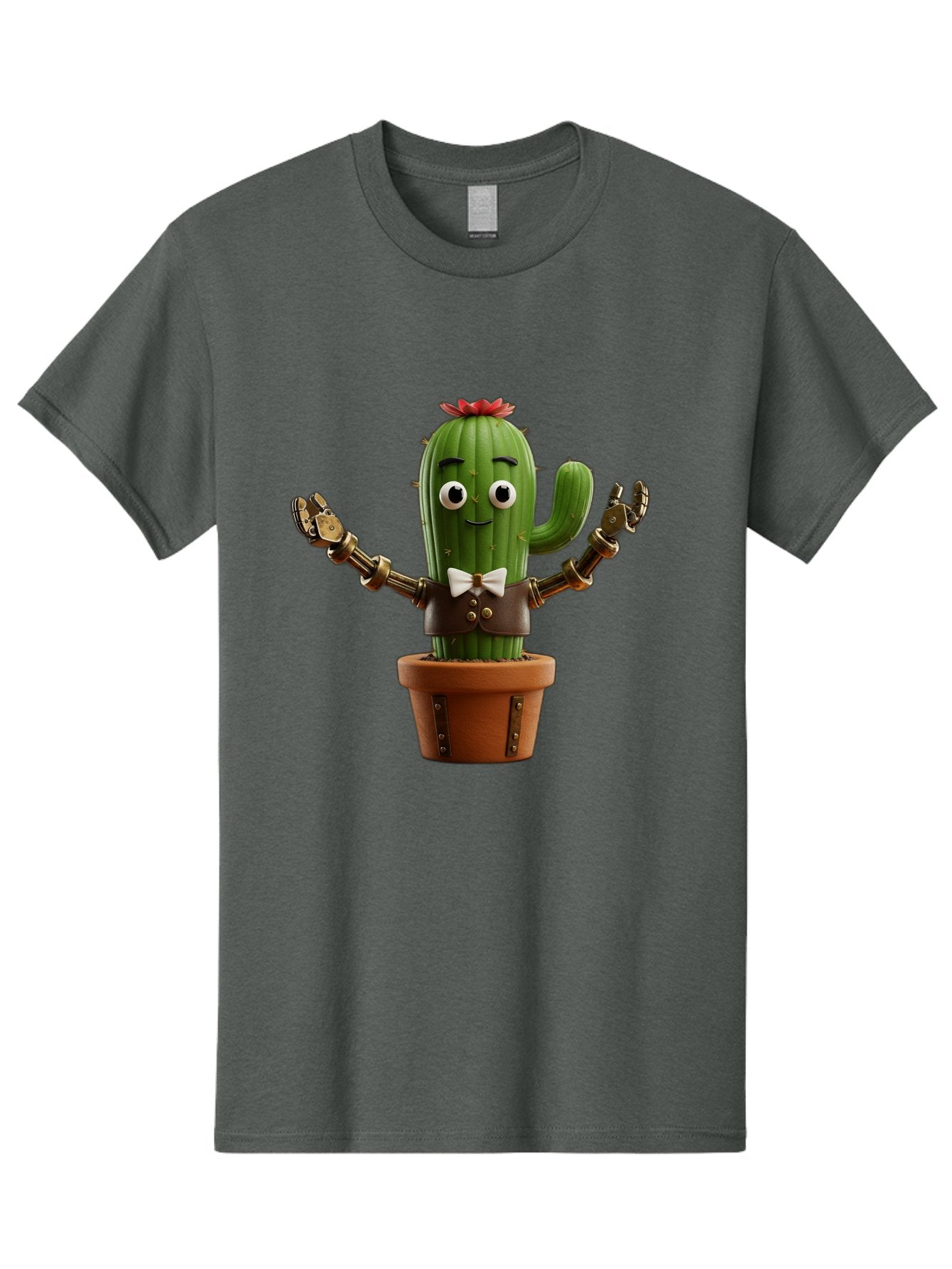 Cactus-Character-2 Men'S Graphic Tee, 100% Cotton, Comfortable Casual Summer Wear, Machine Washable, Cartoon Cactus, Robotic Arms, Potted Plant, Funny Character, Cute Design, Animated Character, Cactus In Pot, Robot Cactus, Comedic Relief, Bac734 14