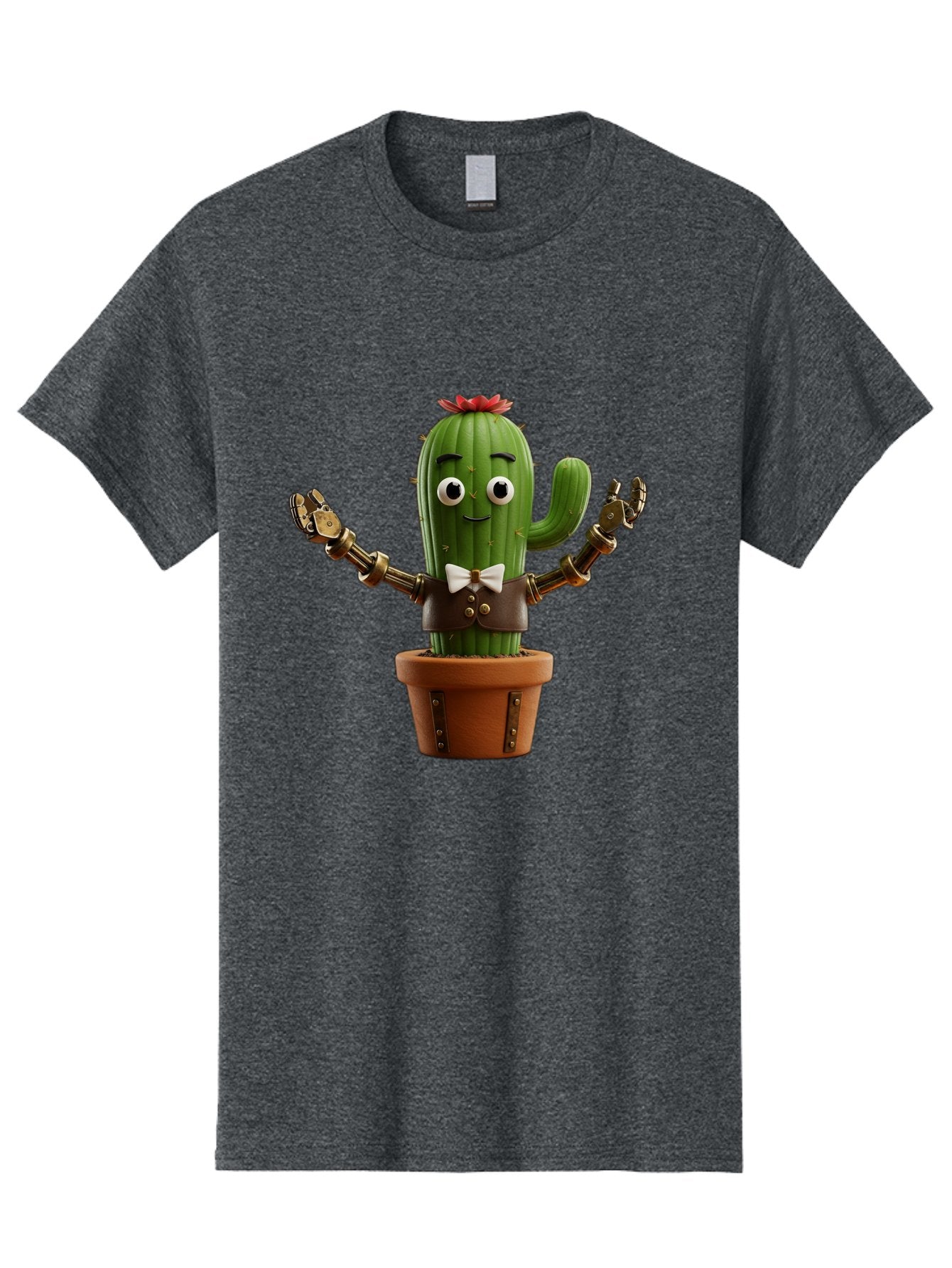 Cactus-Character-2 Men'S Graphic Tee, 100% Cotton, Comfortable Casual Summer Wear, Machine Washable, Cartoon Cactus, Robotic Arms, Potted Plant, Funny Character, Cute Design, Animated Character, Cactus In Pot, Robot Cactus, Comedic Relief, Bac734 15