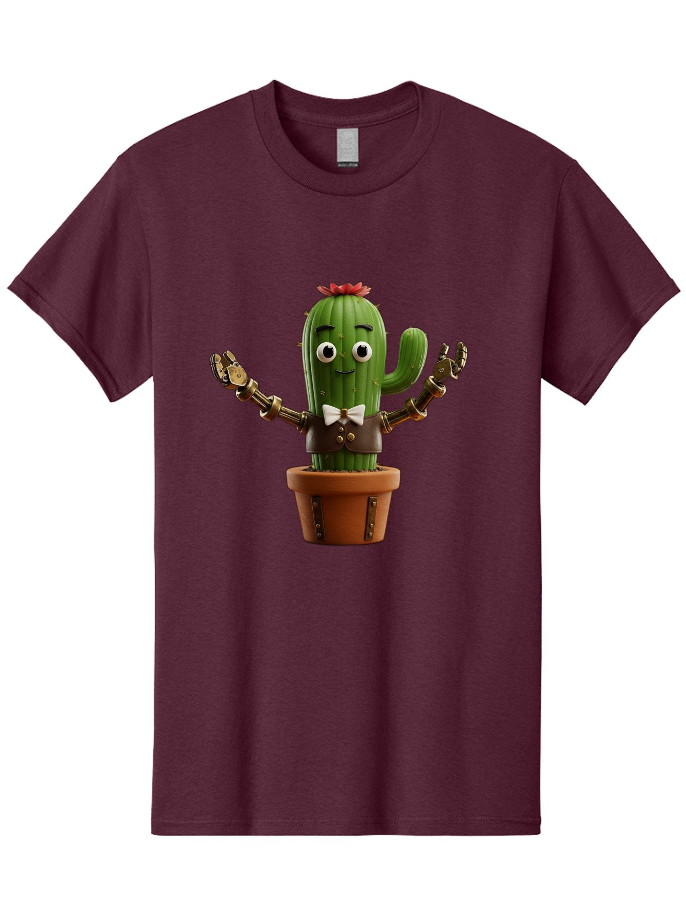 Cactus-Character-2 Men'S Graphic Tee, 100% Cotton, Comfortable Casual Summer Wear, Machine Washable, Cartoon Cactus, Robotic Arms, Potted Plant, Funny Character, Cute Design, Animated Character, Cactus In Pot, Robot Cactus, Comedic Relief, Bac734 10