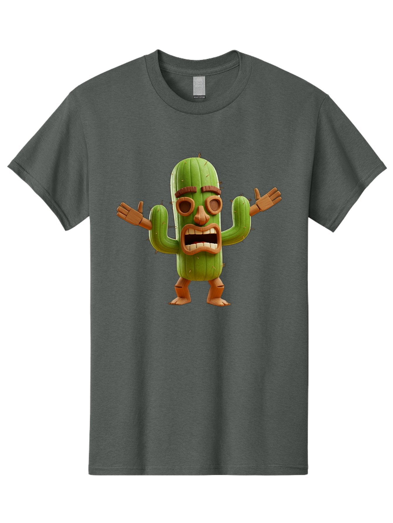 Cactus-Character-3 Men'S Graphic Tee, 100% Cotton, Comfortable Casual Summer Wear, Machine Washable, Cartoon Cactus, Character Design, Anthropomorphic Cactus, 3D Rendering, Cute Desert Plant, Comical Expression, Thumbs Up Gesture, Bac735 14