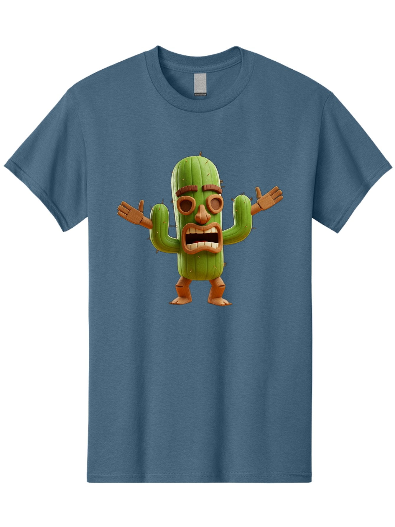 Cactus-Character-3 Men'S Graphic Tee, 100% Cotton, Comfortable Casual Summer Wear, Machine Washable, Cartoon Cactus, Character Design, Anthropomorphic Cactus, 3D Rendering, Cute Desert Plant, Comical Expression, Thumbs Up Gesture, Bac735 11