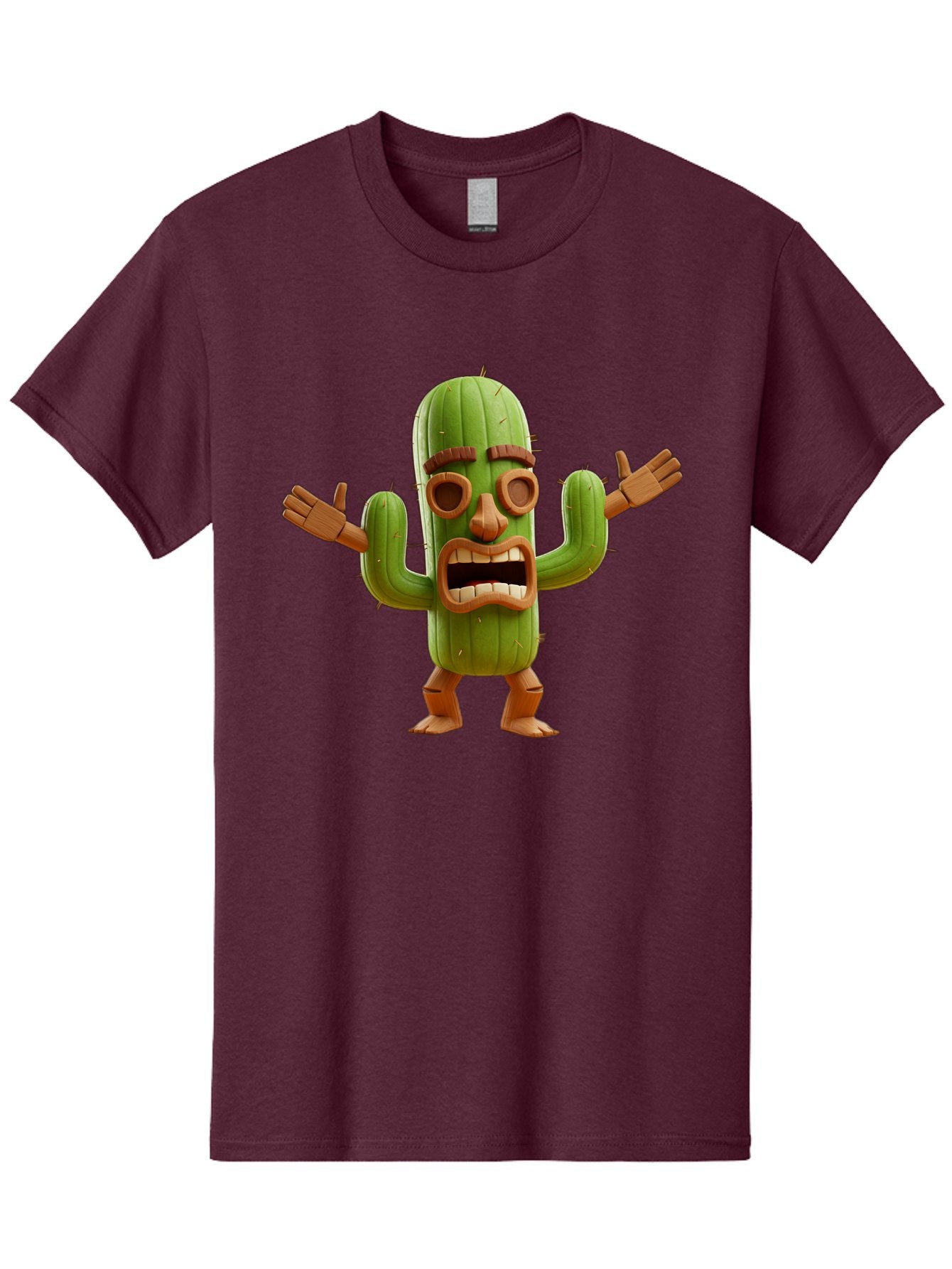 Cactus-Character-3 Men'S Graphic Tee, 100% Cotton, Comfortable Casual Summer Wear, Machine Washable, Cartoon Cactus, Character Design, Anthropomorphic Cactus, 3D Rendering, Cute Desert Plant, Comical Expression, Thumbs Up Gesture, Bac735 10