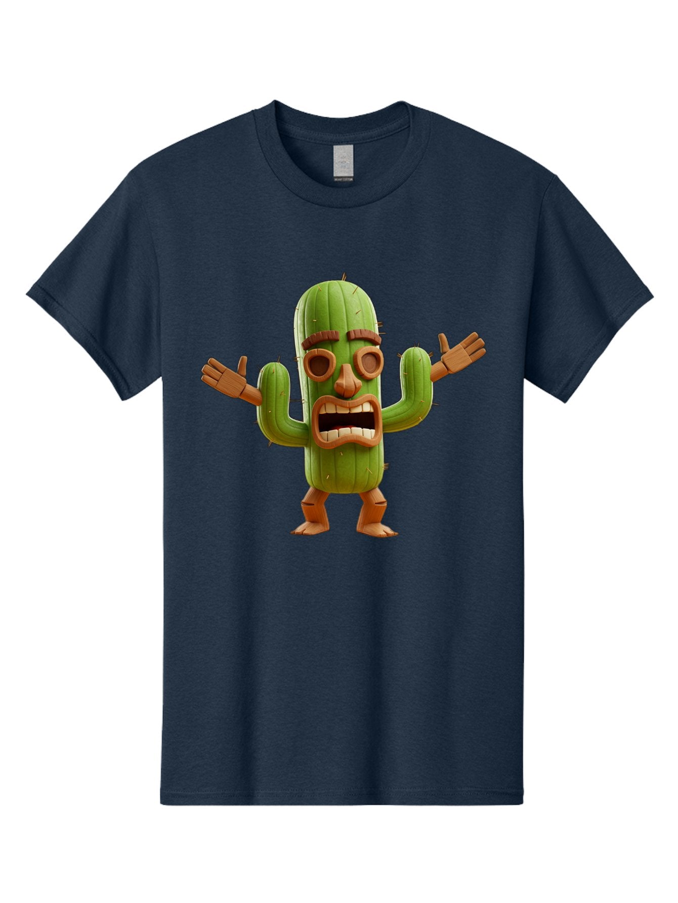 Cactus-Character-3 Men'S Graphic Tee, 100% Cotton, Comfortable Casual Summer Wear, Machine Washable, Cartoon Cactus, Character Design, Anthropomorphic Cactus, 3D Rendering, Cute Desert Plant, Comical Expression, Thumbs Up Gesture, Bac735 9