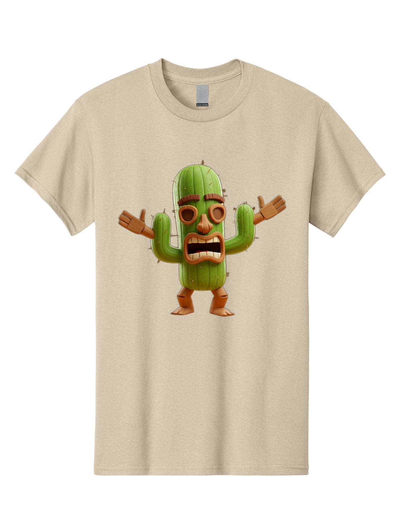 Cactus-Character-3 Men'S Graphic Tee, 100% Cotton, Comfortable Casual Summer Wear, Machine Washable, Cartoon Cactus, Character Design, Anthropomorphic Cactus, 3D Rendering, Cute Desert Plant, Comical Expression, Thumbs Up Gesture, Bac735 8