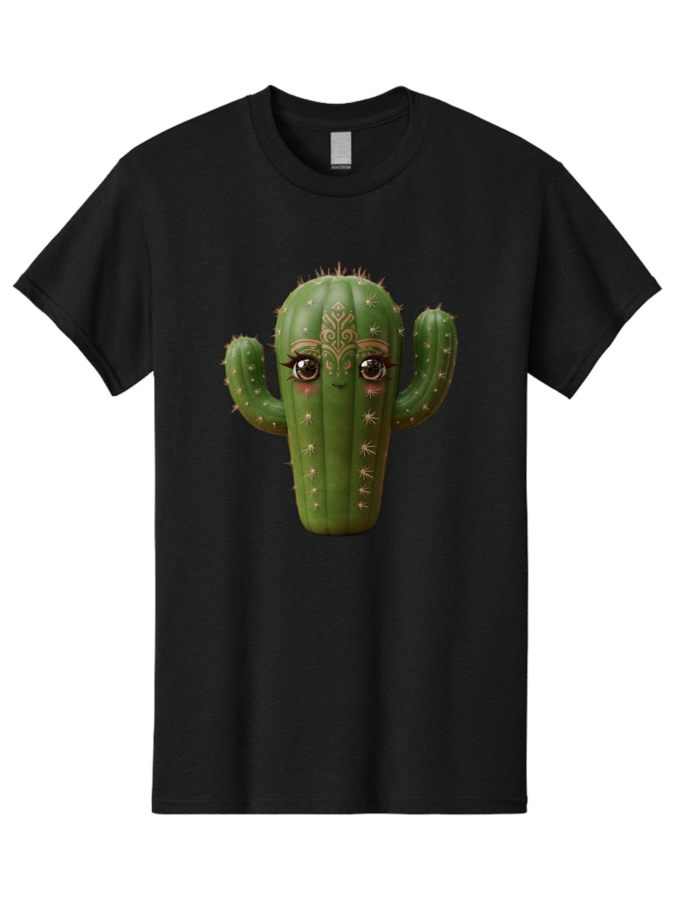 Cactus-Face Men'S Graphic Tee, 100% Cotton, Comfortable Casual Summer Wear, Machine Washable, Cactus Character, Anthropomorphic Cactus, Cartoon Cactus, Cactus With Eyes, Decorative Cactus, Whimsical Design, Floral Patterns, Desert Plant, Bac737 13