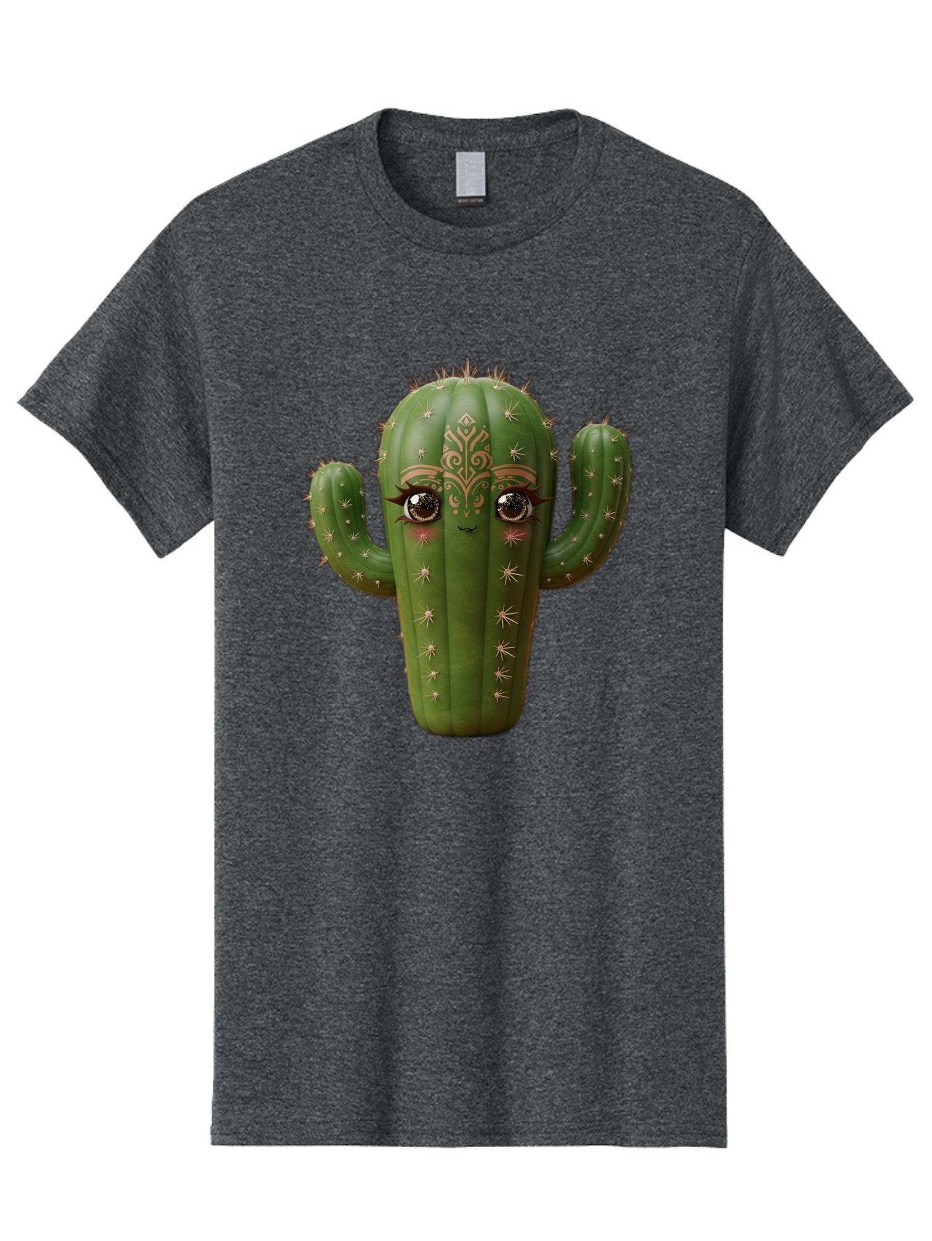Cactus-Face Men'S Graphic Tee, 100% Cotton, Comfortable Casual Summer Wear, Machine Washable, Cactus Character, Anthropomorphic Cactus, Cartoon Cactus, Cactus With Eyes, Decorative Cactus, Whimsical Design, Floral Patterns, Desert Plant, Bac737 14