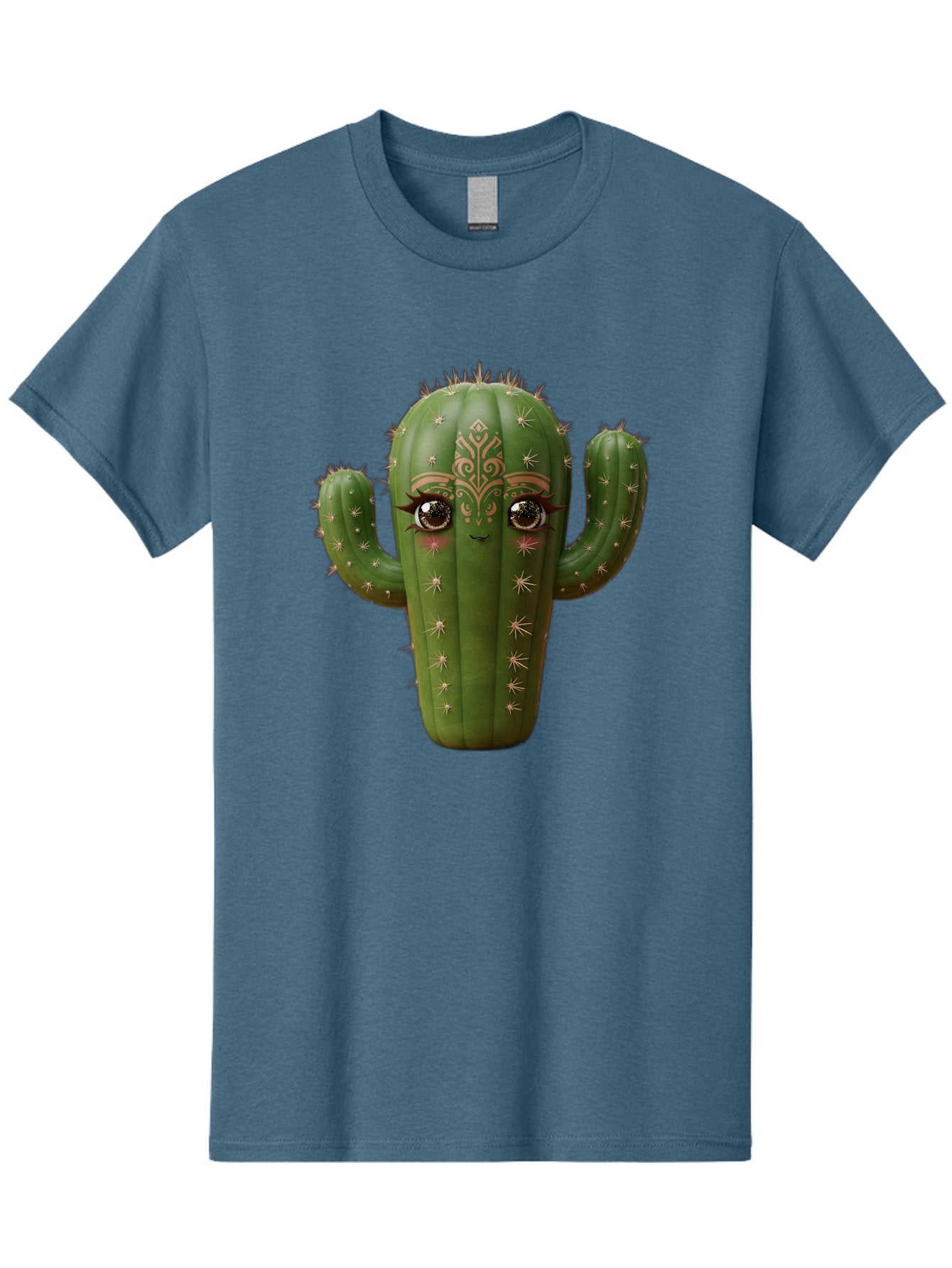 Cactus-Face Men'S Graphic Tee, 100% Cotton, Comfortable Casual Summer Wear, Machine Washable, Cactus Character, Anthropomorphic Cactus, Cartoon Cactus, Cactus With Eyes, Decorative Cactus, Whimsical Design, Floral Patterns, Desert Plant, Bac737 10