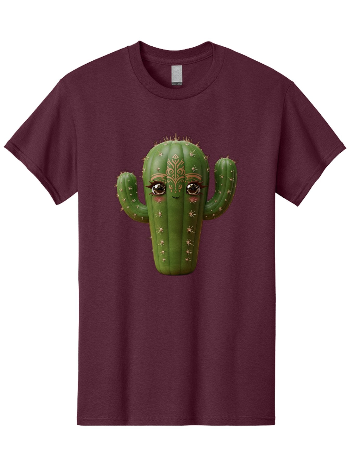 Cactus-Face Men'S Graphic Tee, 100% Cotton, Comfortable Casual Summer Wear, Machine Washable, Cactus Character, Anthropomorphic Cactus, Cartoon Cactus, Cactus With Eyes, Decorative Cactus, Whimsical Design, Floral Patterns, Desert Plant, Bac737 15