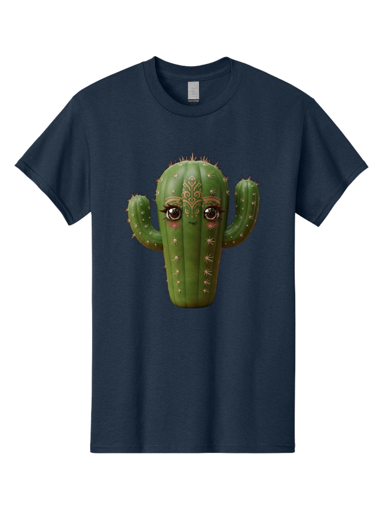 Cactus-Face Men'S Graphic Tee, 100% Cotton, Comfortable Casual Summer Wear, Machine Washable, Cactus Character, Anthropomorphic Cactus, Cartoon Cactus, Cactus With Eyes, Decorative Cactus, Whimsical Design, Floral Patterns, Desert Plant, Bac737 4