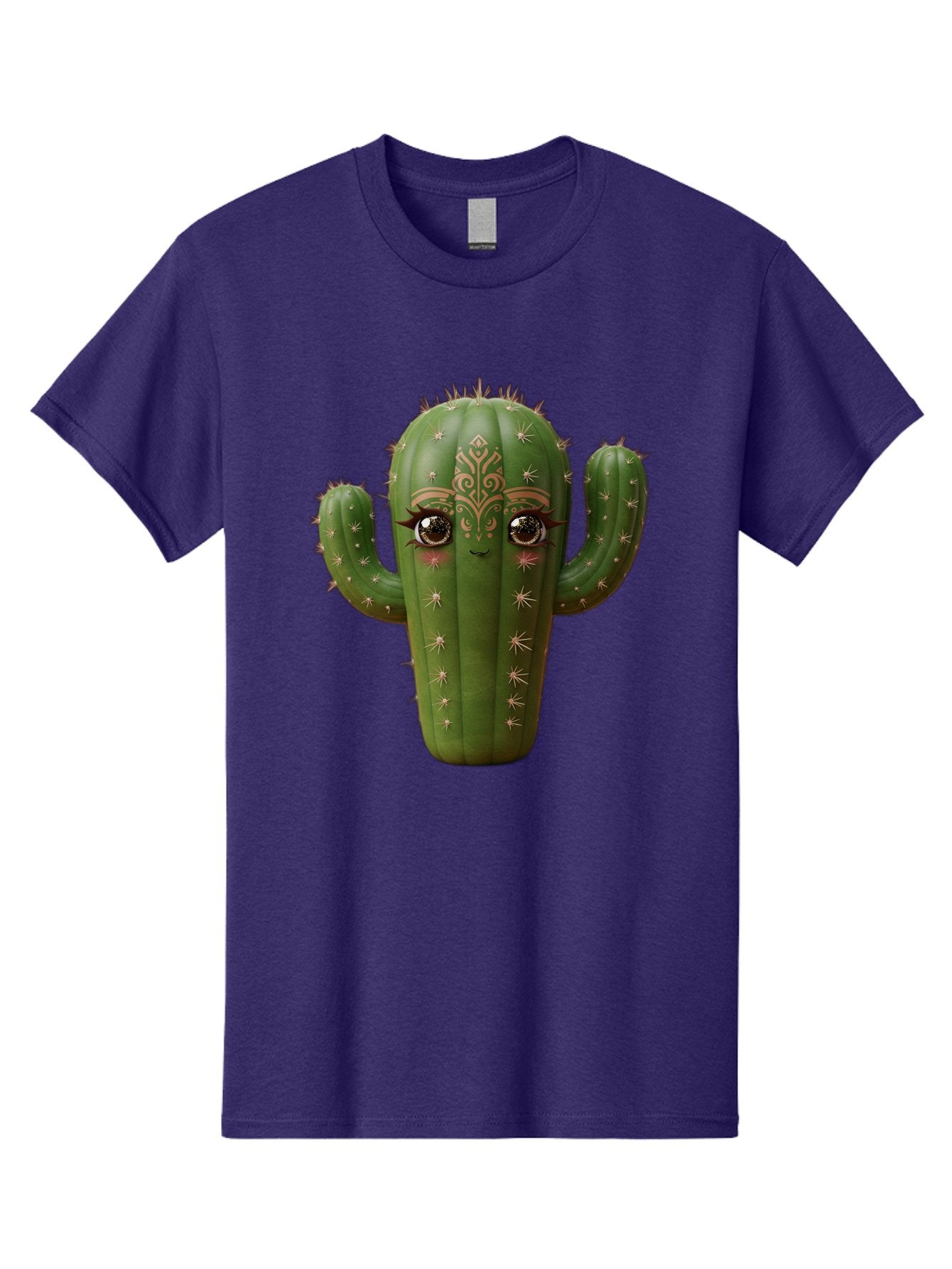 Cactus-Face Men'S Graphic Tee, 100% Cotton, Comfortable Casual Summer Wear, Machine Washable, Cactus Character, Anthropomorphic Cactus, Cartoon Cactus, Cactus With Eyes, Decorative Cactus, Whimsical Design, Floral Patterns, Desert Plant, Bac737 6