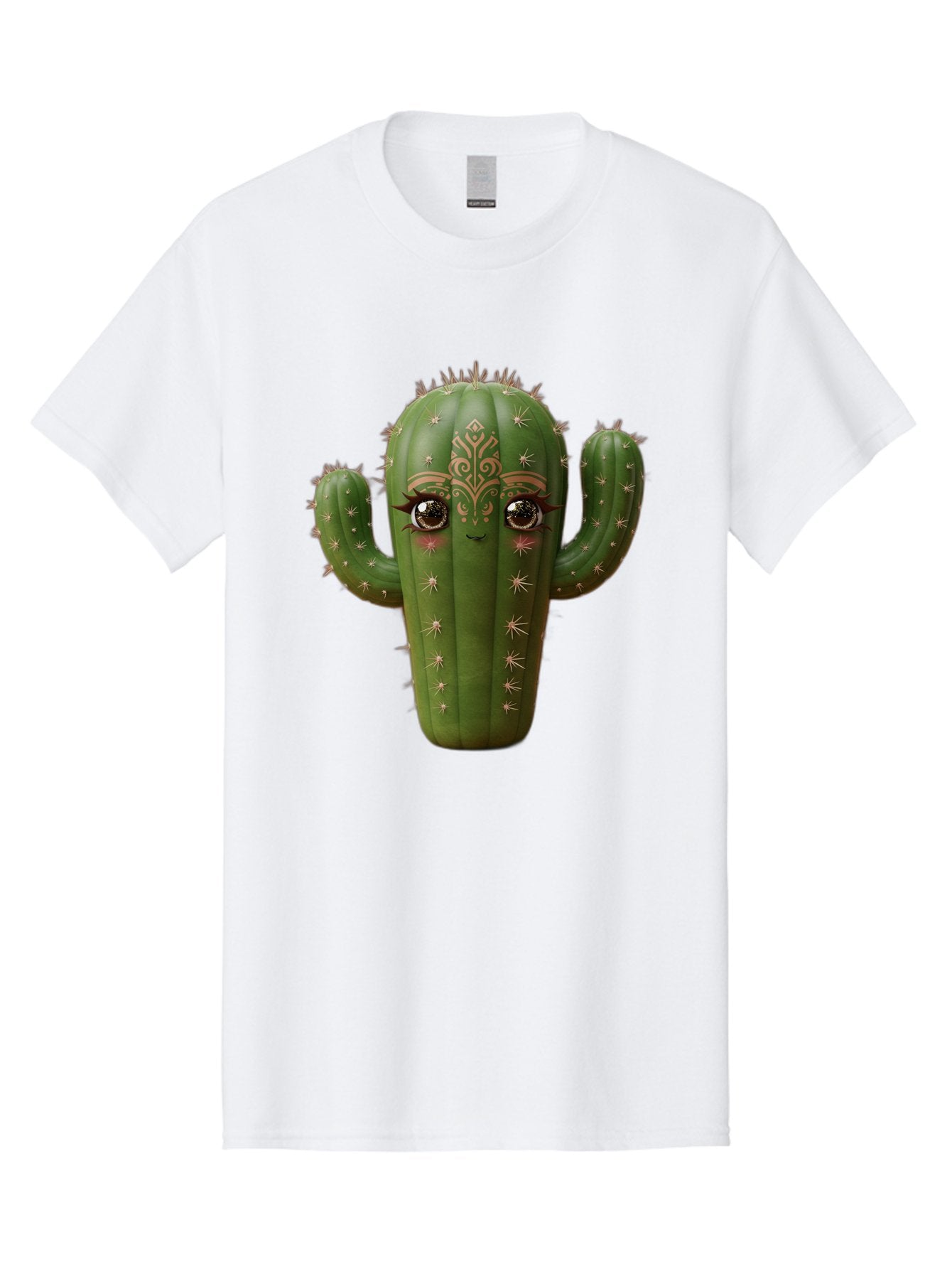 Cactus-Face Men'S Graphic Tee, 100% Cotton, Comfortable Casual Summer Wear, Machine Washable, Cactus Character, Anthropomorphic Cactus, Cartoon Cactus, Cactus With Eyes, Decorative Cactus, Whimsical Design, Floral Patterns, Desert Plant, Bac737 5