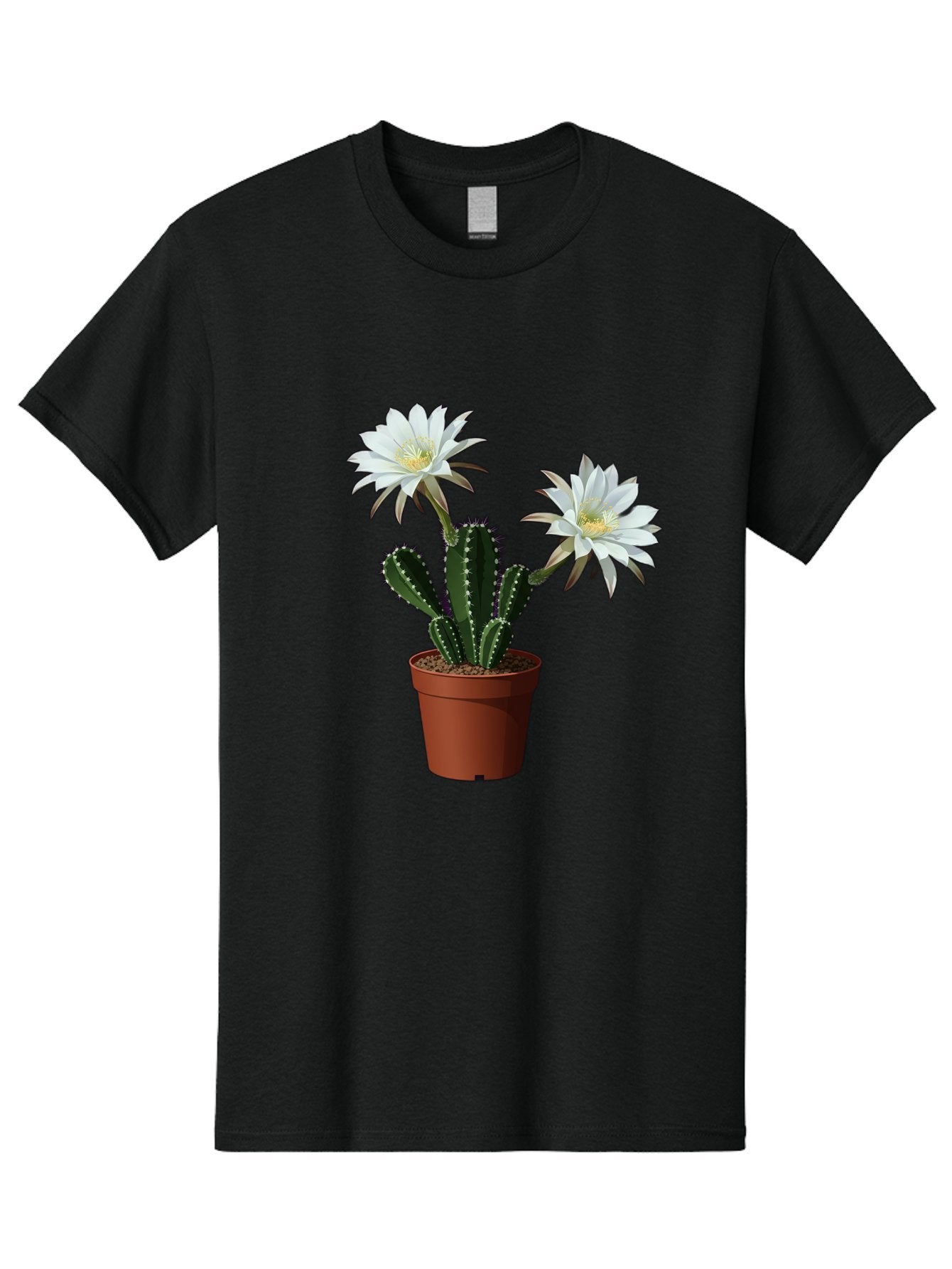 Cactus-Flowers-1 Men'S Graphic Tee, 100% Cotton, Comfortable Casual Summer Wear, Machine Washable, White Cactus Flowers, Cactus In Terracotta Pot, Desert Flora, Succulent Plants, Flowering Cacti, Indoor Plants, Potted Cactus, Blooming Cactus Bac738 14