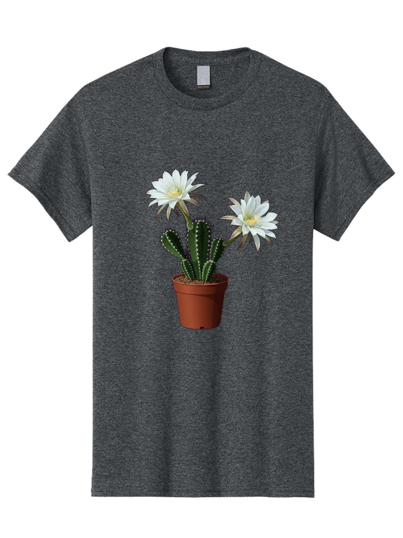 Cactus-Flowers-1 Men'S Graphic Tee, 100% Cotton, Comfortable Casual Summer Wear, Machine Washable, White Cactus Flowers, Cactus In Terracotta Pot, Desert Flora, Succulent Plants, Flowering Cacti, Indoor Plants, Potted Cactus, Blooming Cactus Bac738 12