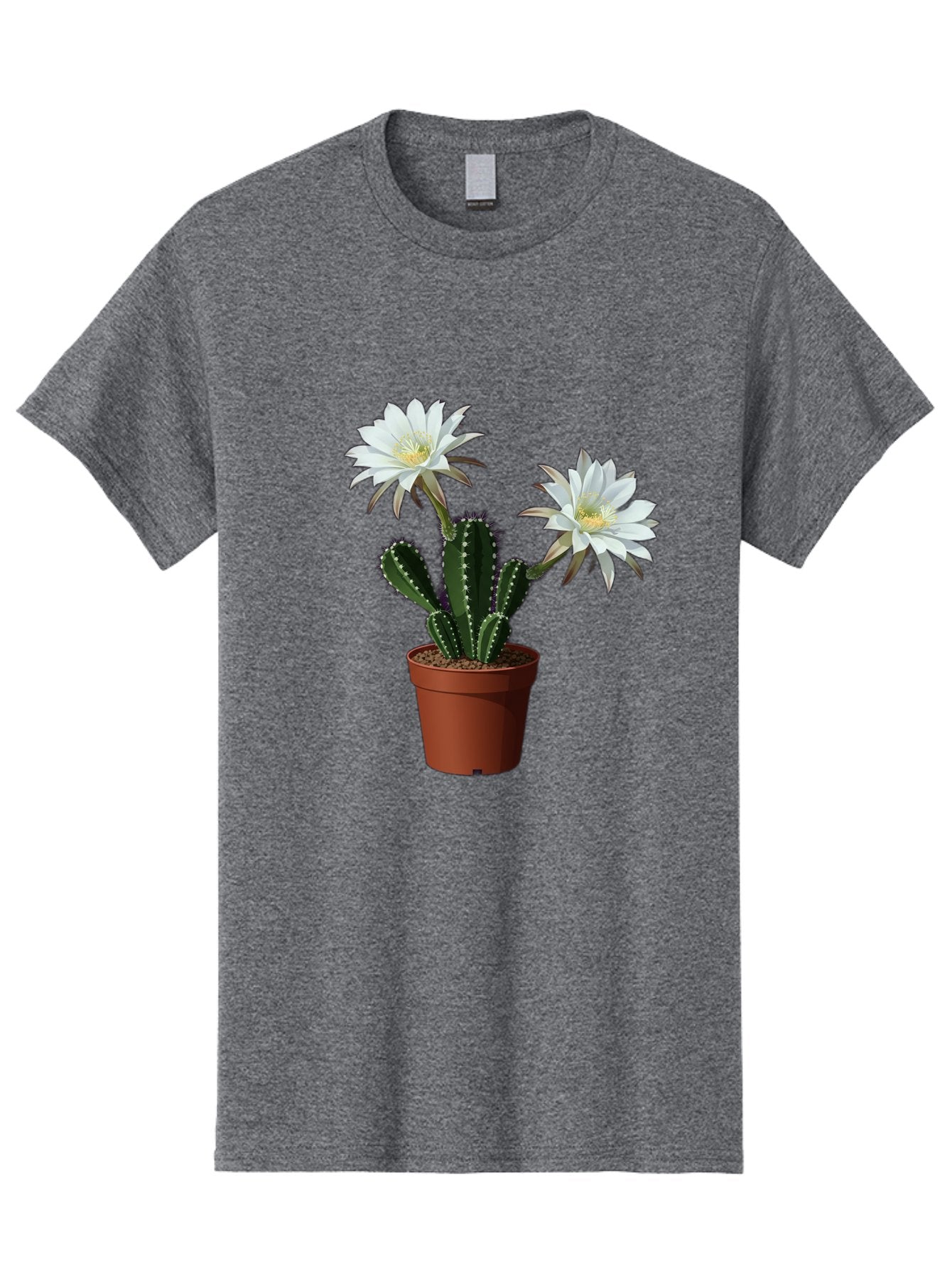 Cactus-Flowers-1 Men'S Graphic Tee, 100% Cotton, Comfortable Casual Summer Wear, Machine Washable, White Cactus Flowers, Cactus In Terracotta Pot, Desert Flora, Succulent Plants, Flowering Cacti, Indoor Plants, Potted Cactus, Blooming Cactus Bac738 13