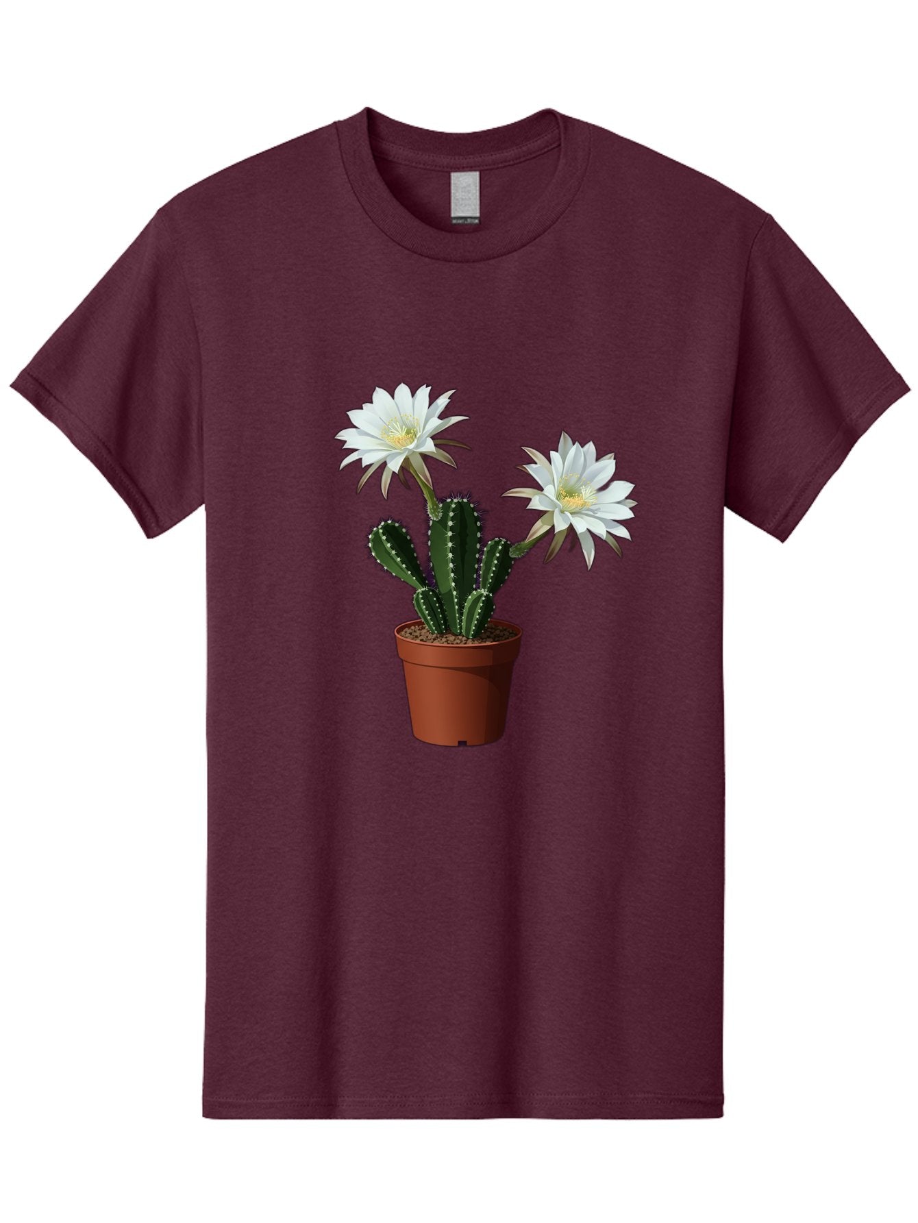 Cactus-Flowers-1 Men'S Graphic Tee, 100% Cotton, Comfortable Casual Summer Wear, Machine Washable, White Cactus Flowers, Cactus In Terracotta Pot, Desert Flora, Succulent Plants, Flowering Cacti, Indoor Plants, Potted Cactus, Blooming Cactus Bac738 4