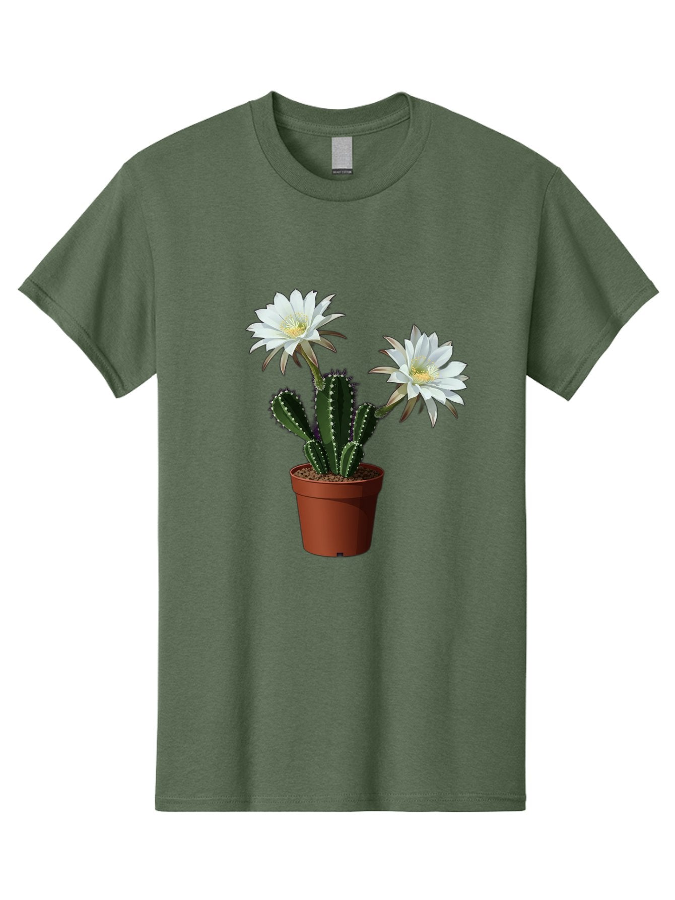 Cactus-Flowers-1 Men'S Graphic Tee, 100% Cotton, Comfortable Casual Summer Wear, Machine Washable, White Cactus Flowers, Cactus In Terracotta Pot, Desert Flora, Succulent Plants, Flowering Cacti, Indoor Plants, Potted Cactus, Blooming Cactus Bac738 11