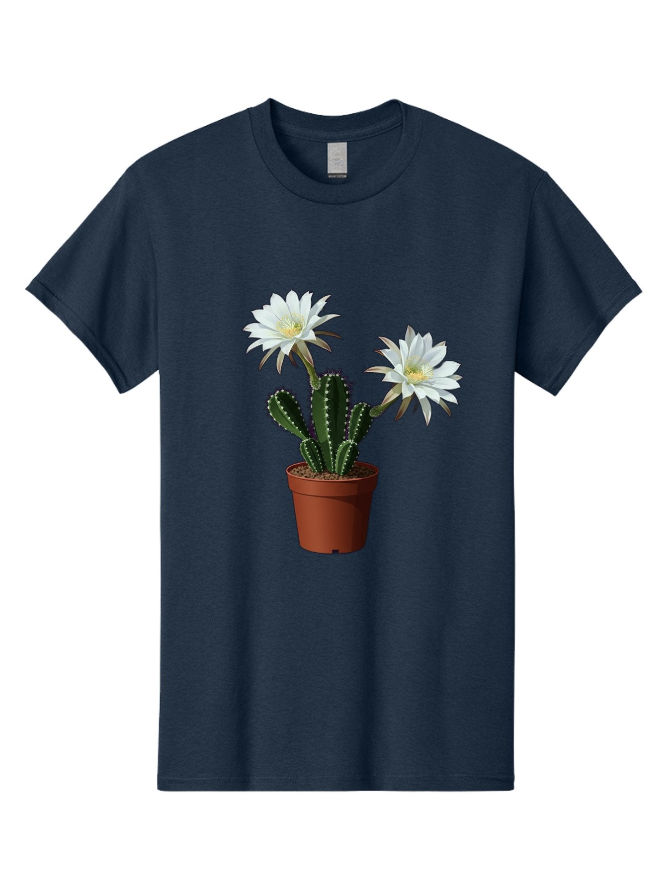 Cactus-Flowers-1 Men'S Graphic Tee, 100% Cotton, Comfortable Casual Summer Wear, Machine Washable, White Cactus Flowers, Cactus In Terracotta Pot, Desert Flora, Succulent Plants, Flowering Cacti, Indoor Plants, Potted Cactus, Blooming Cactus Bac738 8