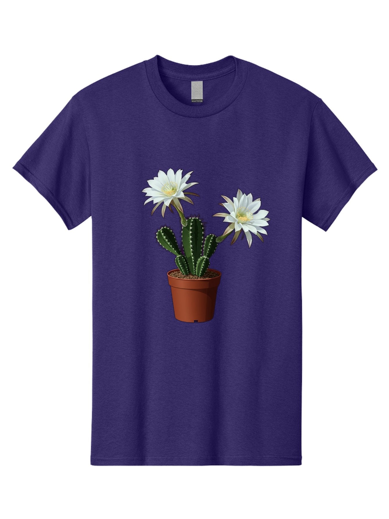 Cactus-Flowers-1 Men'S Graphic Tee, 100% Cotton, Comfortable Casual Summer Wear, Machine Washable, White Cactus Flowers, Cactus In Terracotta Pot, Desert Flora, Succulent Plants, Flowering Cacti, Indoor Plants, Potted Cactus, Blooming Cactus Bac738 10