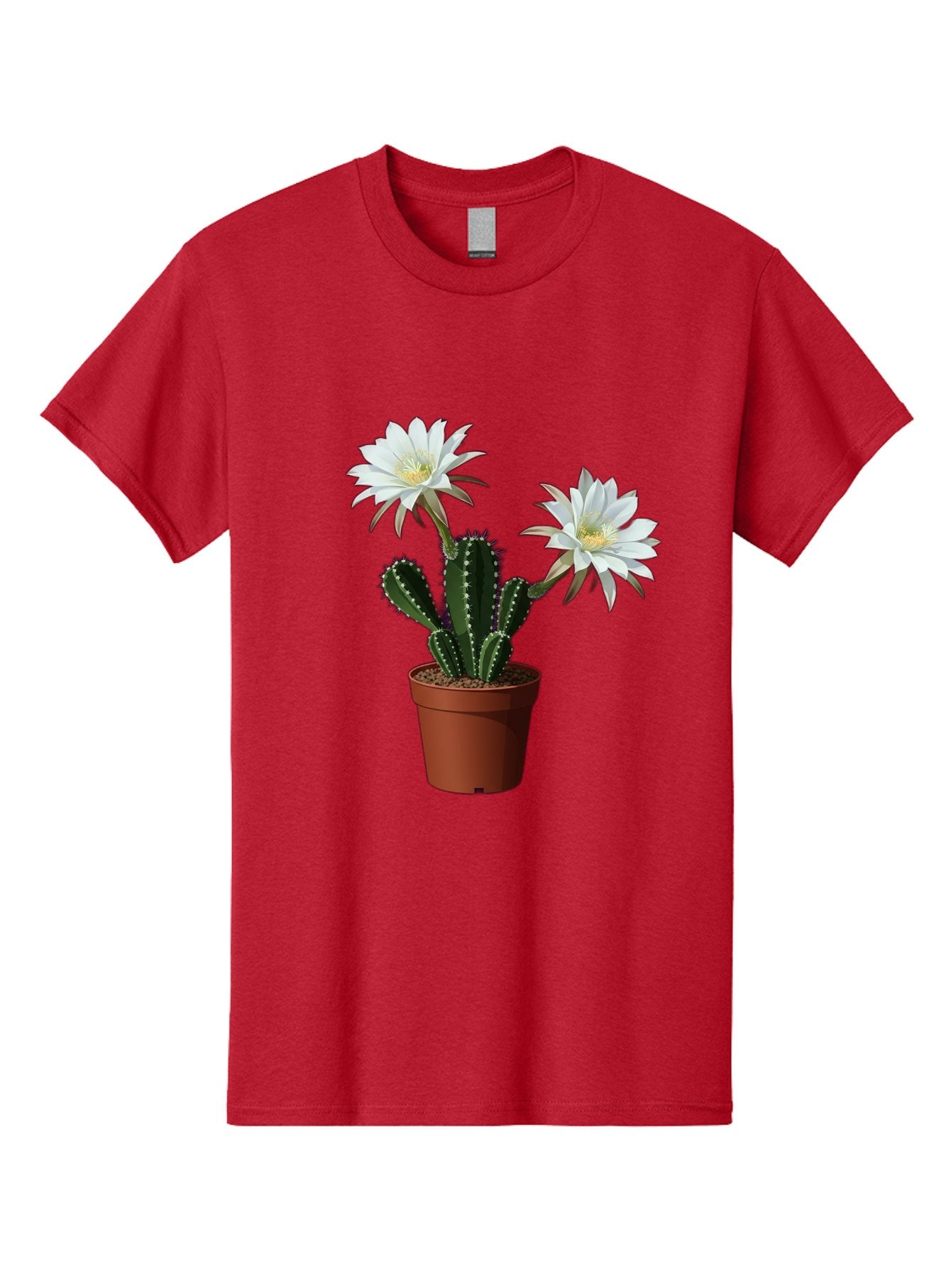 Cactus-Flowers-1 Men'S Graphic Tee, 100% Cotton, Comfortable Casual Summer Wear, Machine Washable, White Cactus Flowers, Cactus In Terracotta Pot, Desert Flora, Succulent Plants, Flowering Cacti, Indoor Plants, Potted Cactus, Blooming Cactus Bac738 9