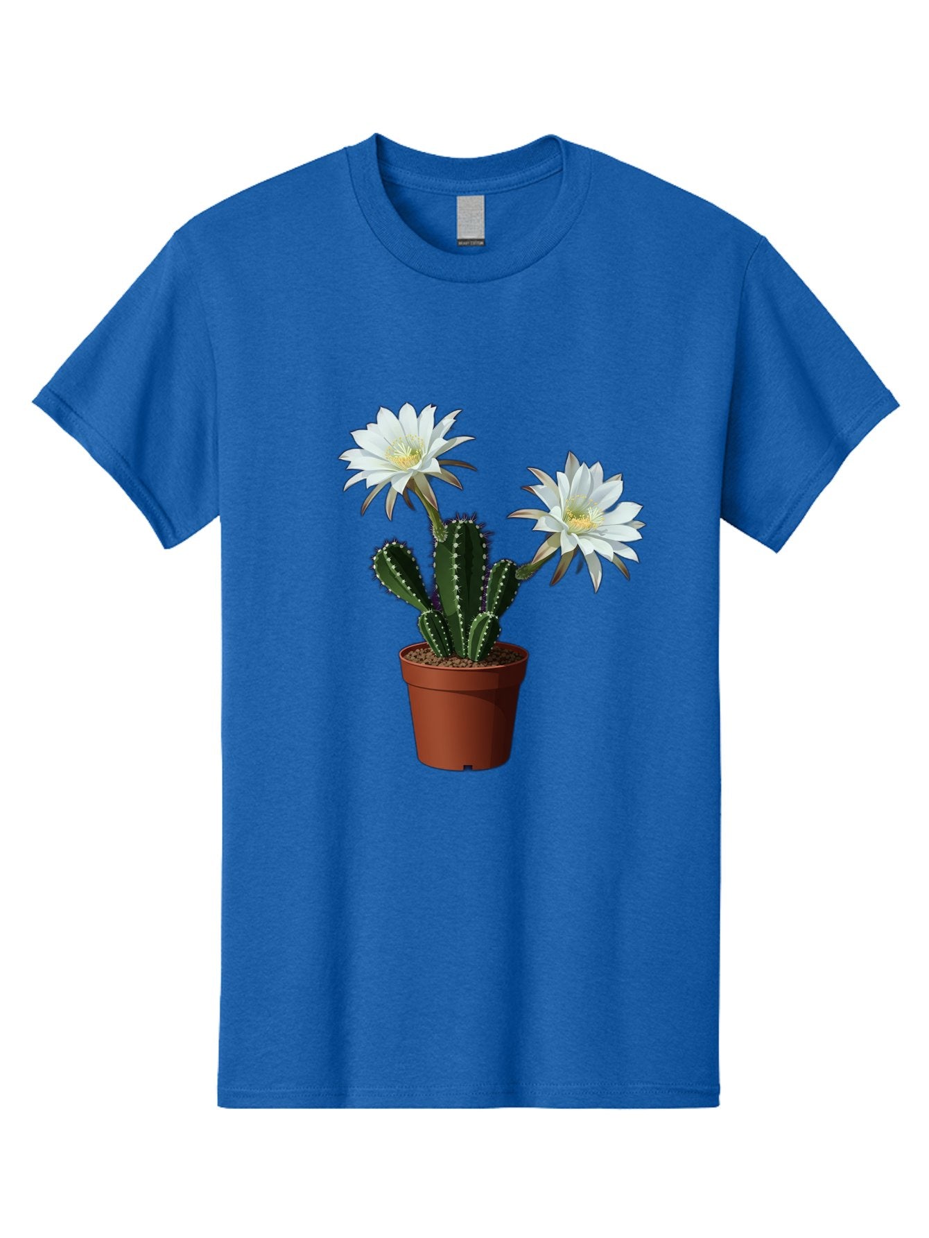 Cactus-Flowers-1 Men'S Graphic Tee, 100% Cotton, Comfortable Casual Summer Wear, Machine Washable, White Cactus Flowers, Cactus In Terracotta Pot, Desert Flora, Succulent Plants, Flowering Cacti, Indoor Plants, Potted Cactus, Blooming Cactus Bac738 15