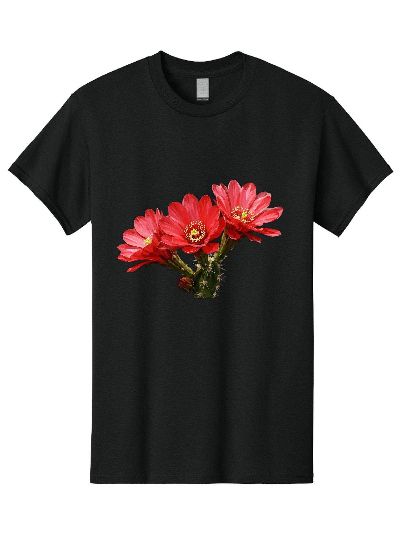 Cactus-Flowers Men'S Graphic Tee, 100% Cotton, Comfortable Casual Summer Wear, Machine Washable, Red Cactus Flowers, Vibrant Petals, Yellow Stamens, Thorny Cactus, Blooming Desert Plant, Exotic Beauty, Floral Arrangement, Cacti With Flowers Bac739 7
