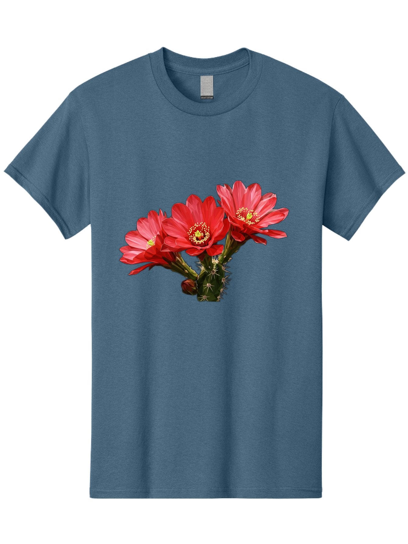 Cactus-Flowers Men'S Graphic Tee, 100% Cotton, Comfortable Casual Summer Wear, Machine Washable, Red Cactus Flowers, Vibrant Petals, Yellow Stamens, Thorny Cactus, Blooming Desert Plant, Exotic Beauty, Floral Arrangement, Cacti With Flowers Bac739 9