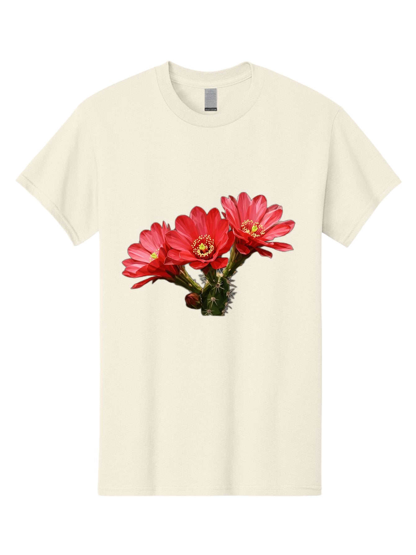 Cactus-Flowers Men'S Graphic Tee, 100% Cotton, Comfortable Casual Summer Wear, Machine Washable, Red Cactus Flowers, Vibrant Petals, Yellow Stamens, Thorny Cactus, Blooming Desert Plant, Exotic Beauty, Floral Arrangement, Cacti With Flowers Bac739 8